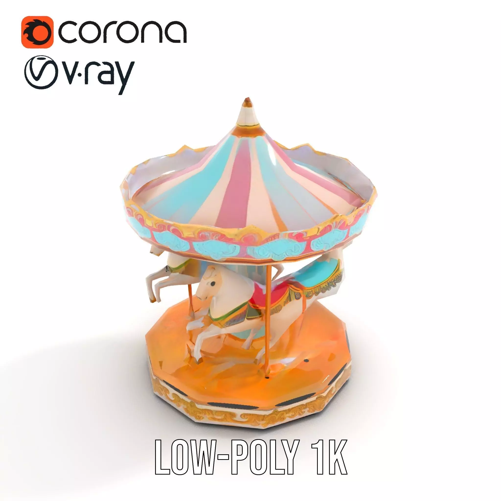 Vintage Carousel model pack Low-poly 3D model_12