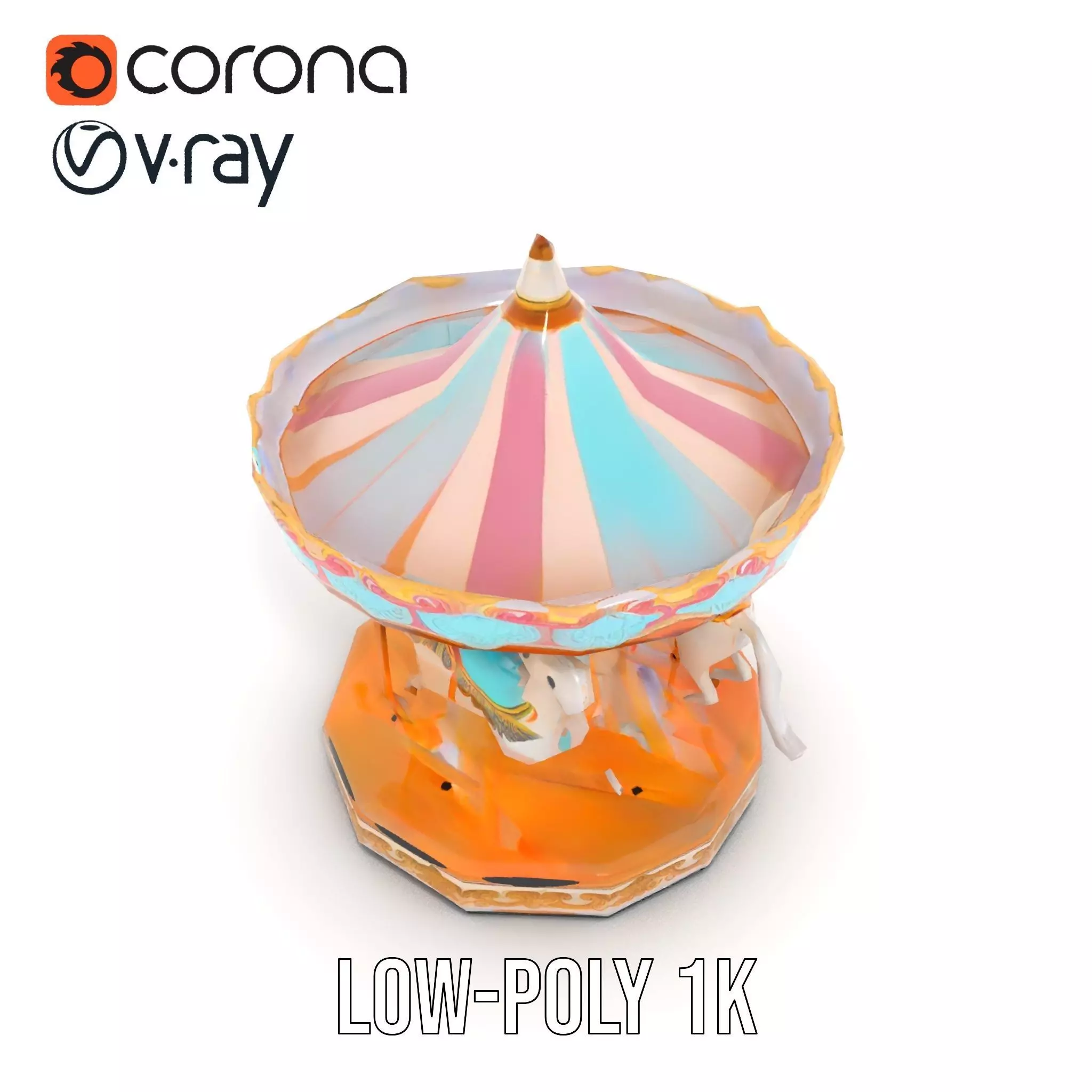 Vintage Carousel model pack Low-poly 3D model_22