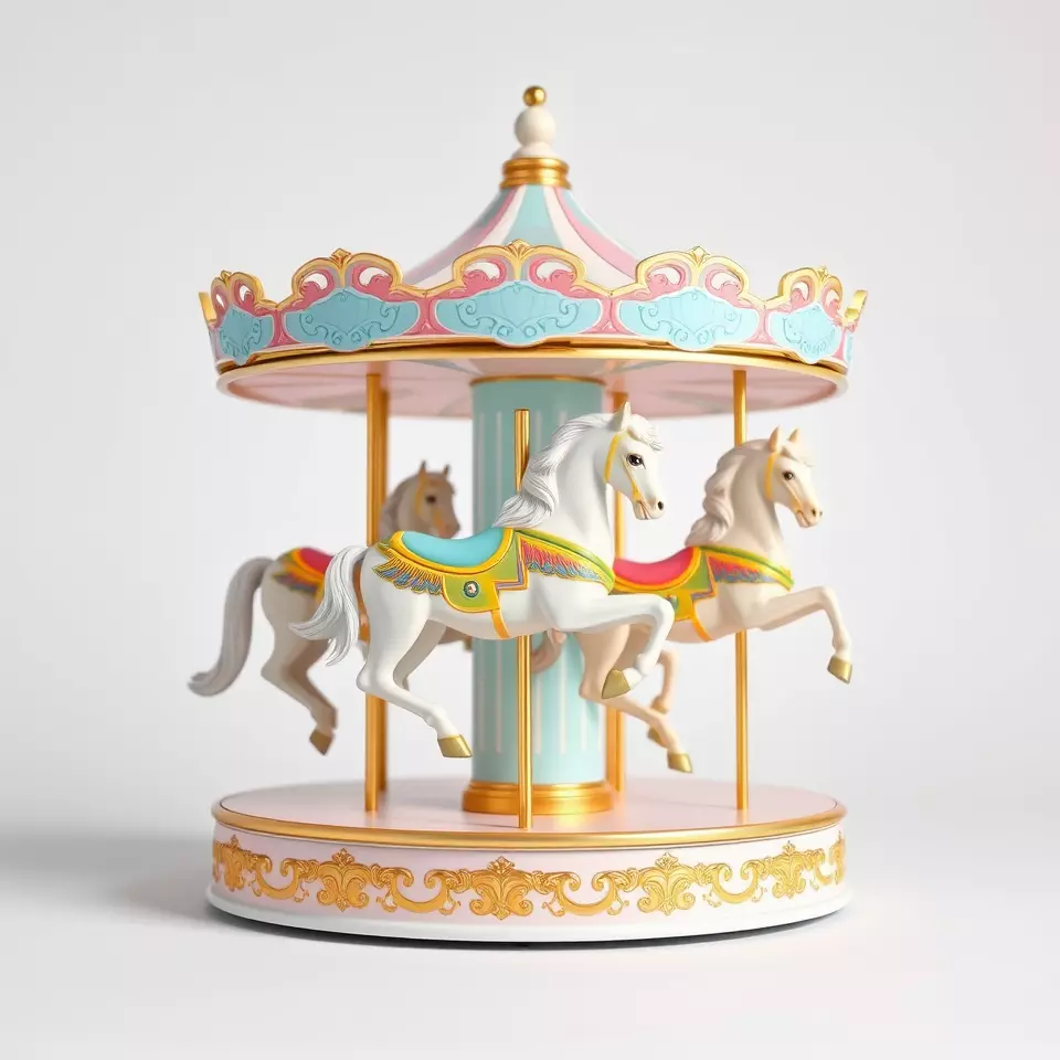 Vintage Carousel model pack Low-poly 3D model_2