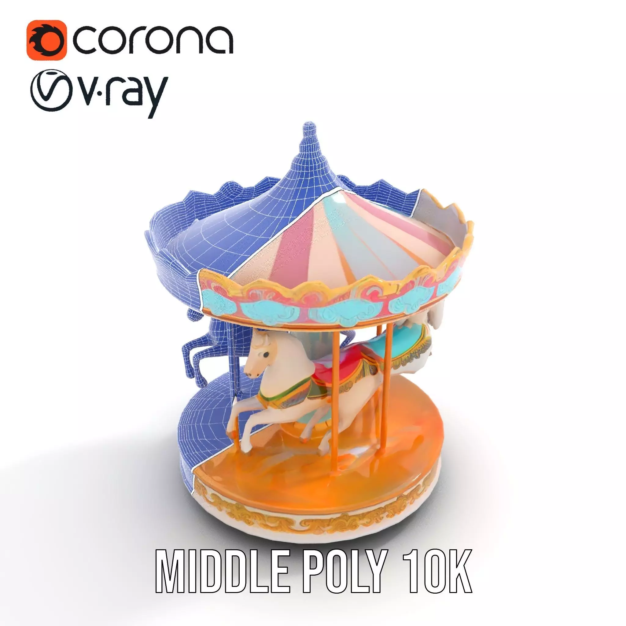 Vintage Carousel model pack Low-poly 3D model_24