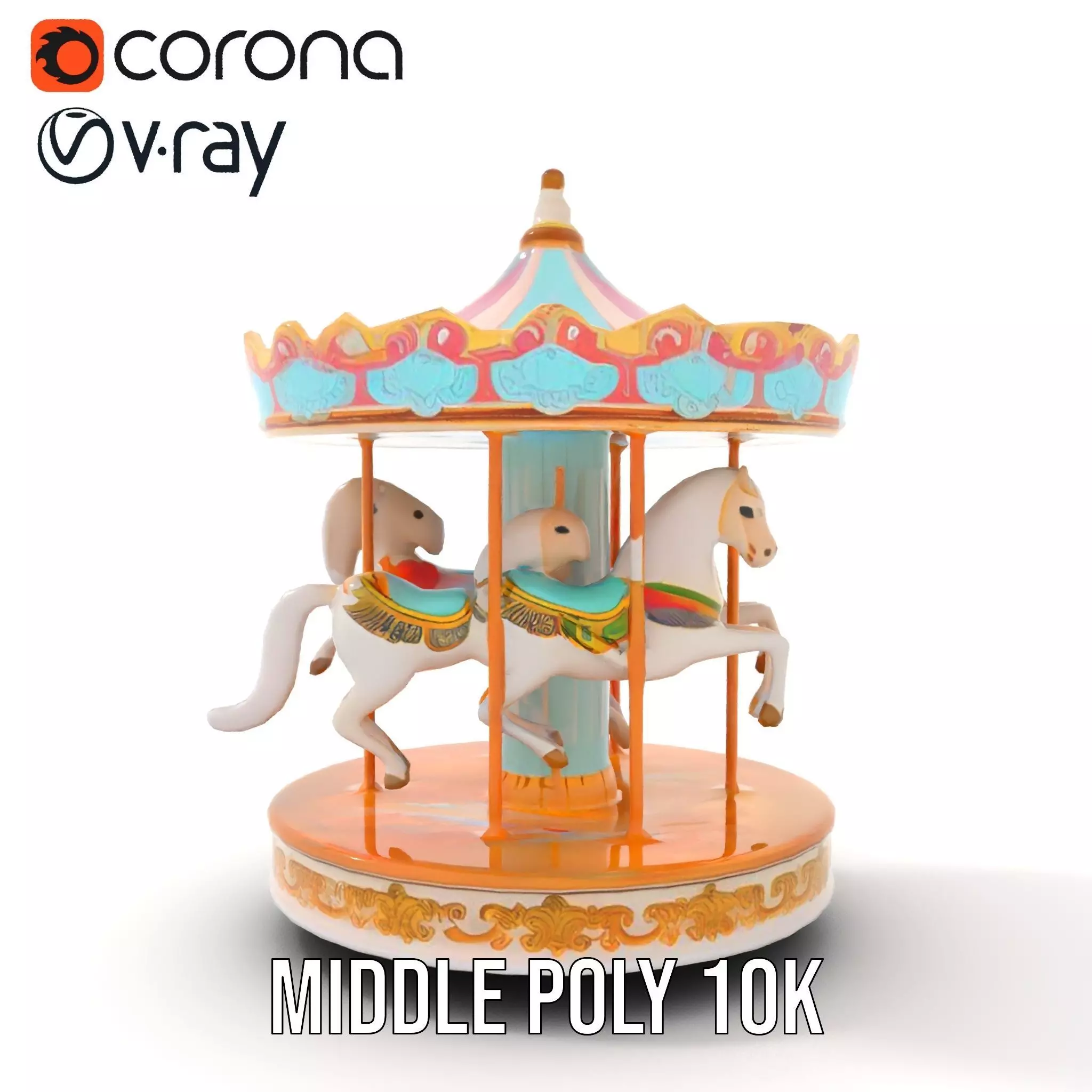 Vintage Carousel model pack Low-poly 3D model_5