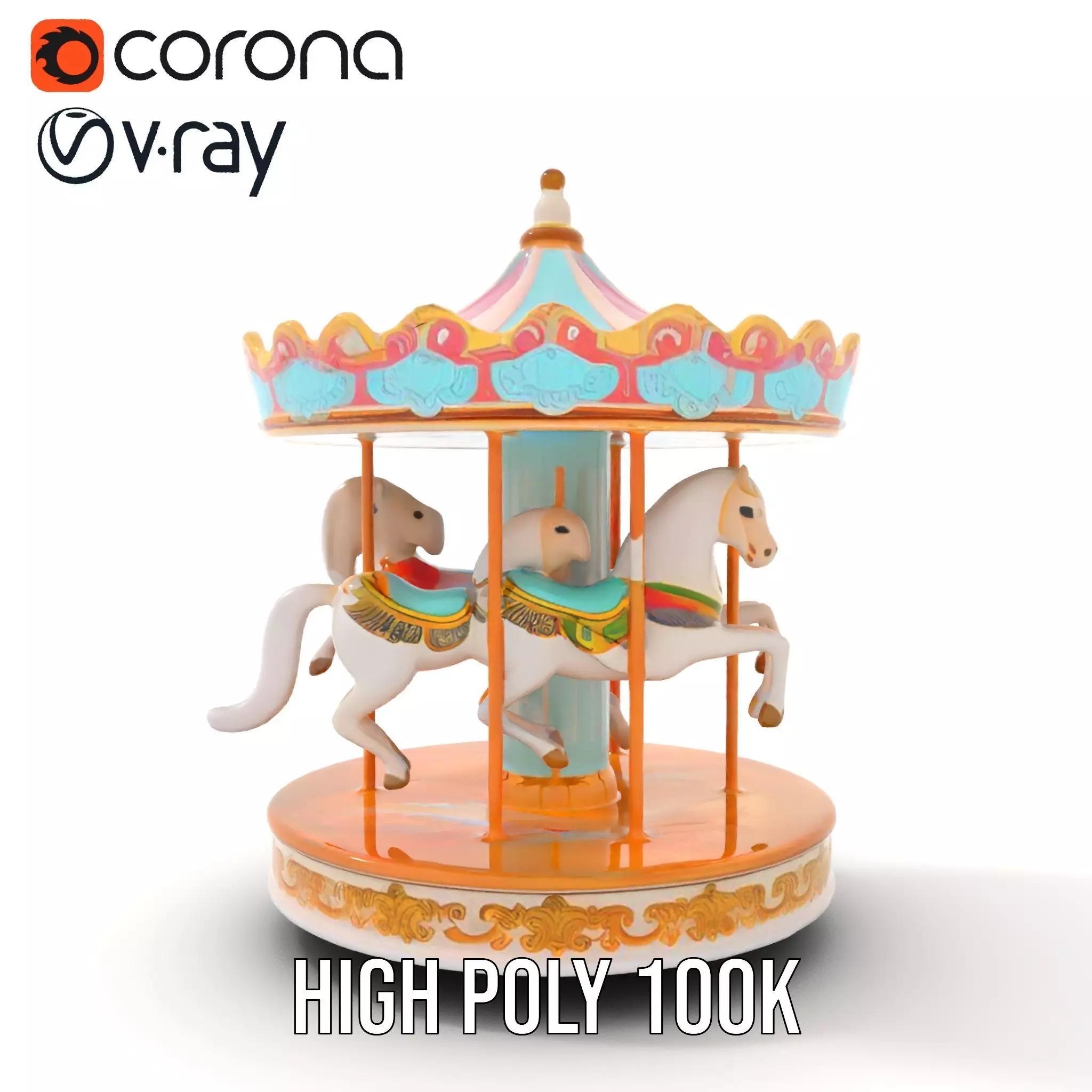 Vintage Carousel model pack Low-poly 3D model_23