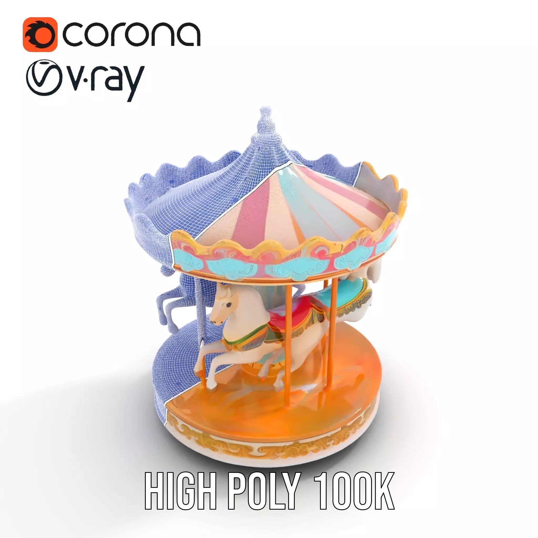 Vintage Carousel model pack Low-poly 3D model_31