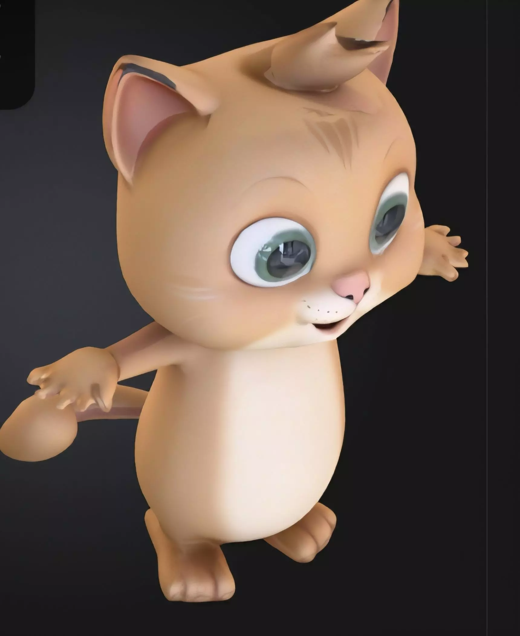 cartoon model of a cat Low-poly 3D model_1