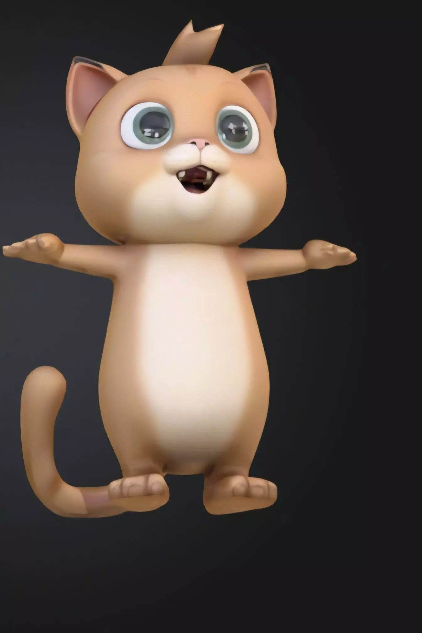 cartoon model of a cat Low-poly 3D model_2