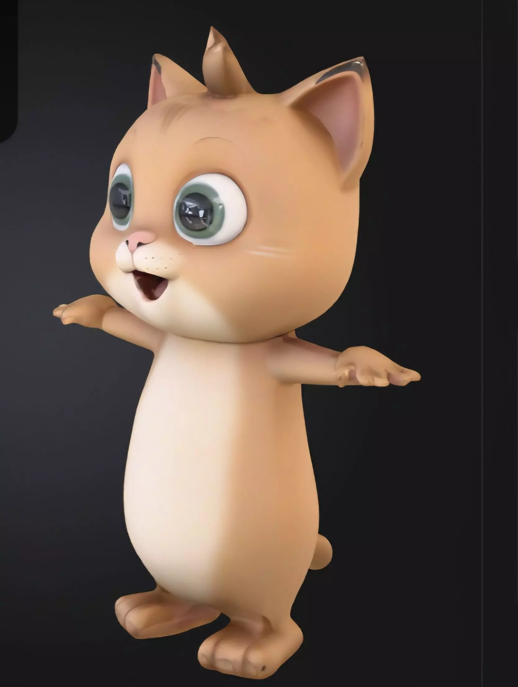 cartoon model of a cat Low-poly 3D model_0