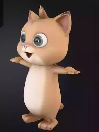 cartoon model of a cat Low-poly 3D model