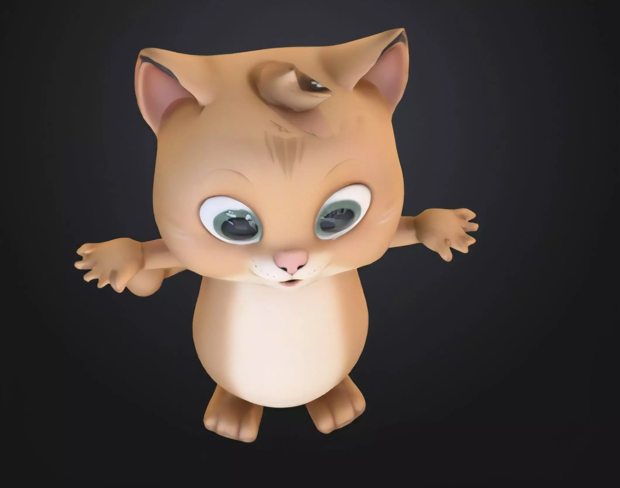cartoon model of a cat Low-poly 3D model_3