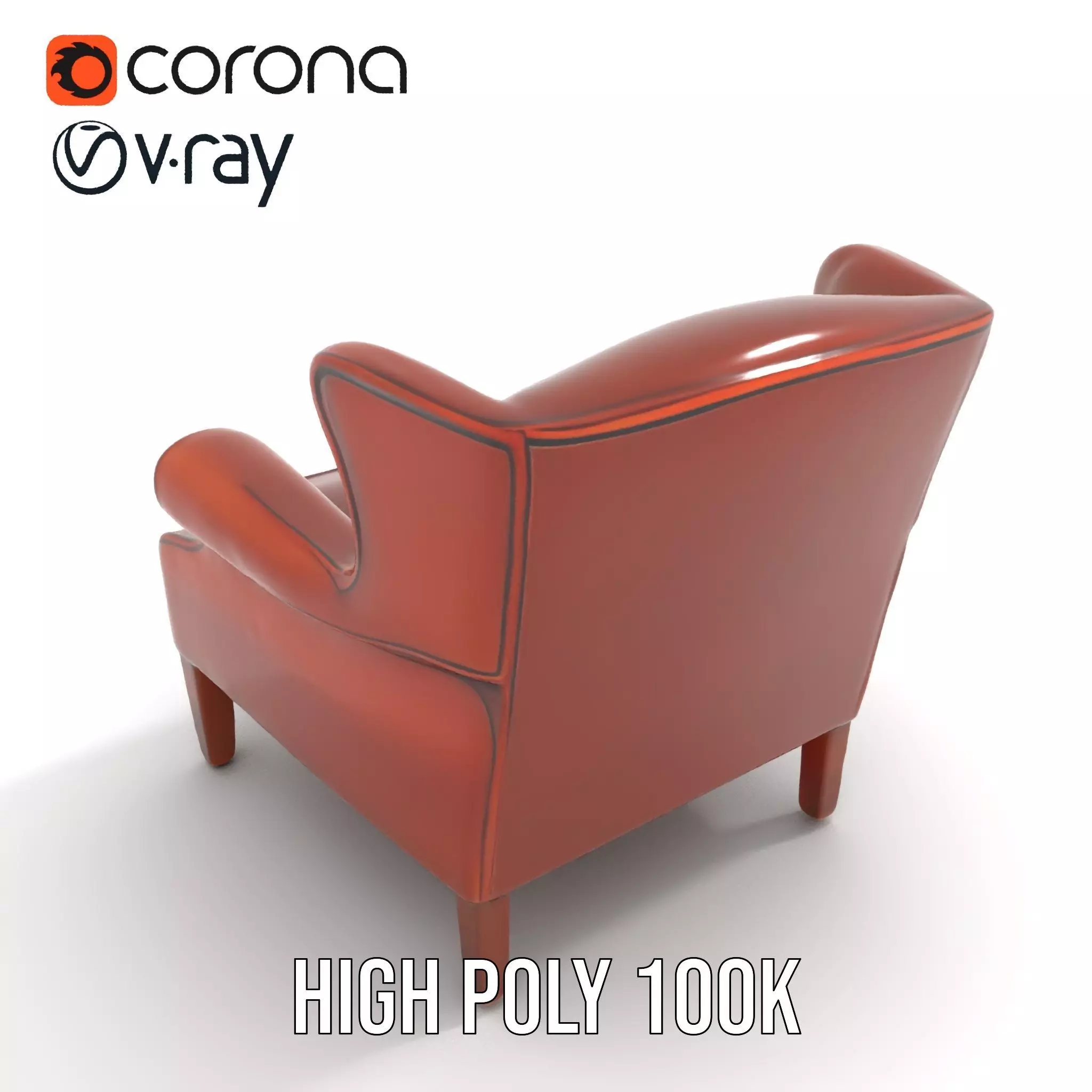 Classic Leather Armchair model pack Low-poly 3D model_17