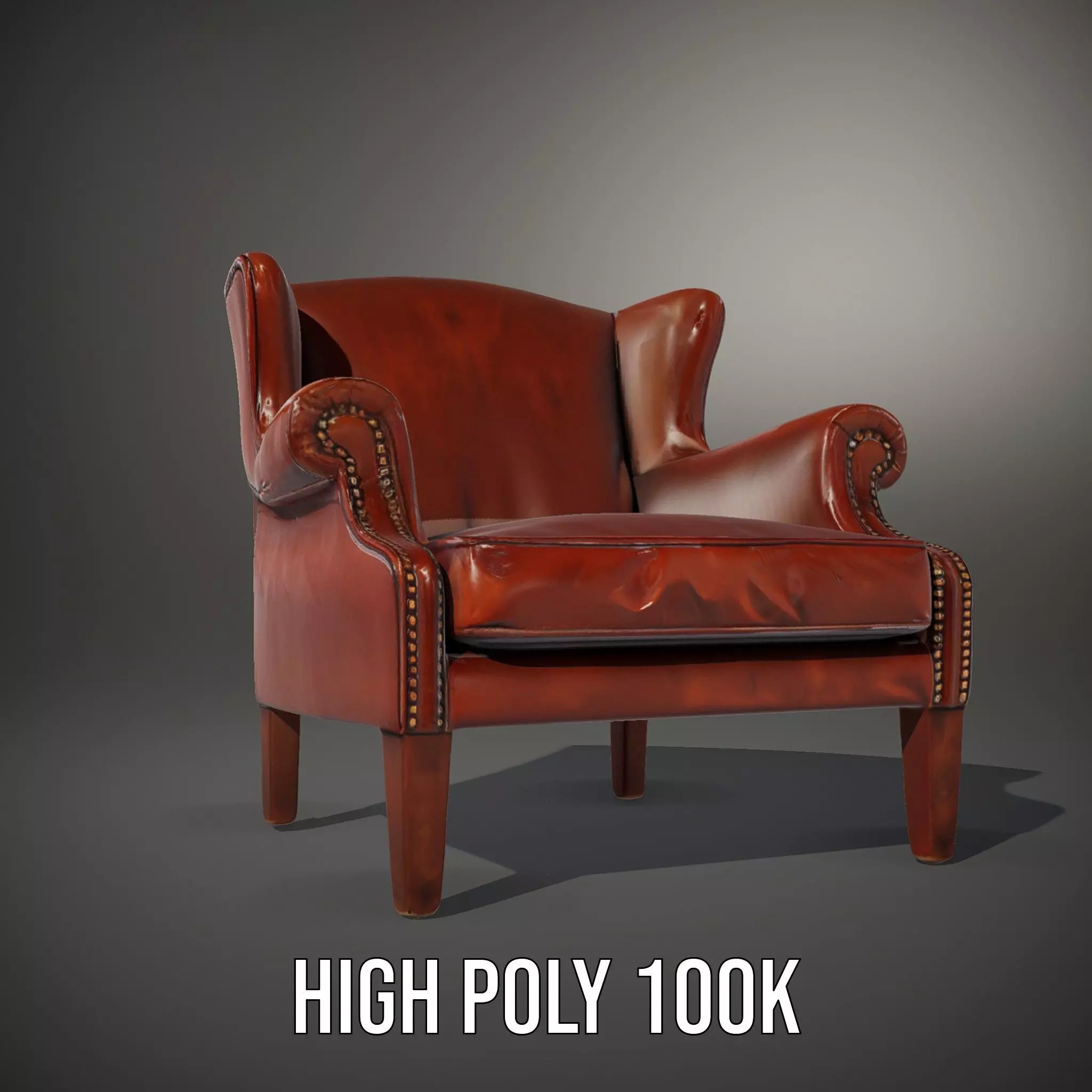Classic Leather Armchair model pack Low-poly 3D model_8