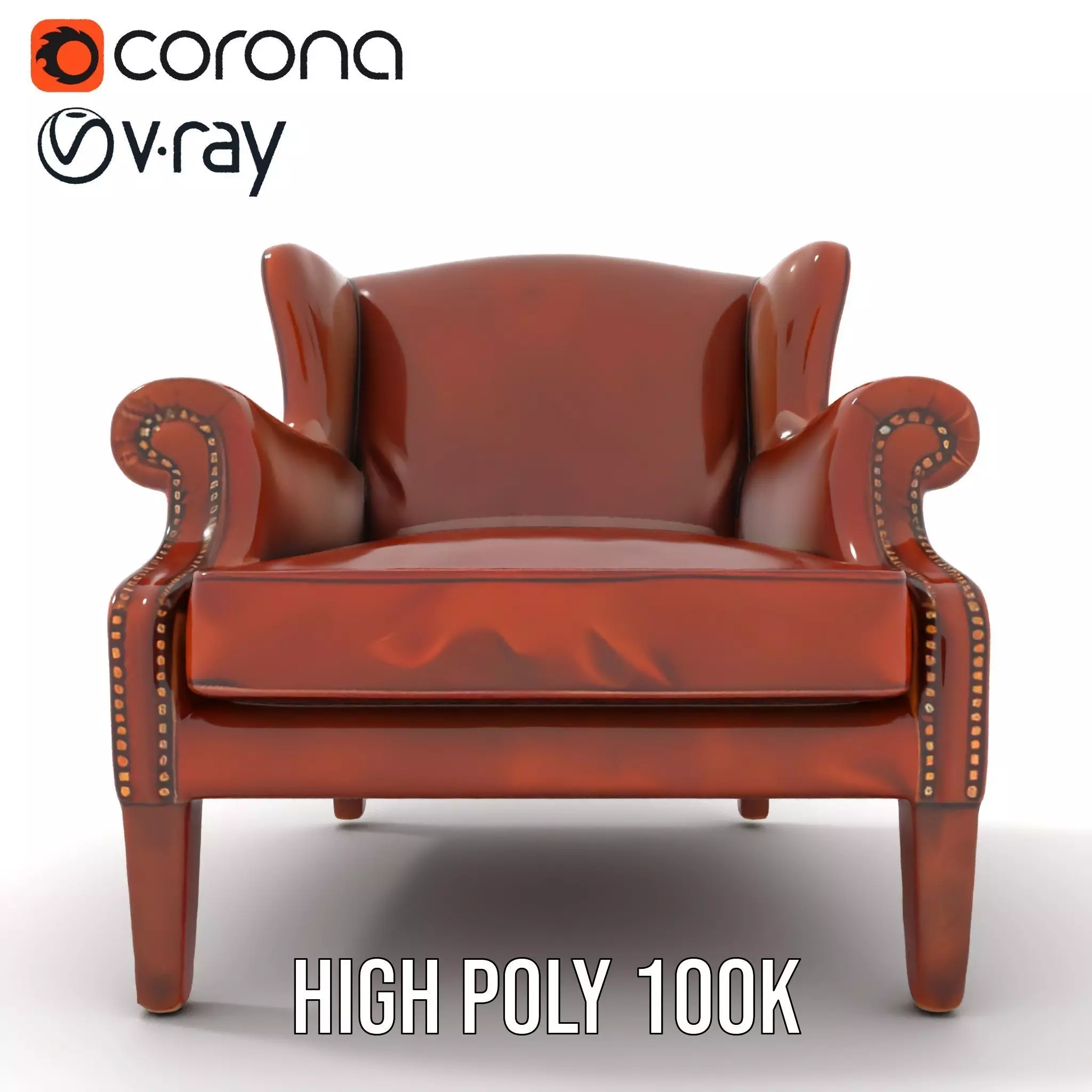 Classic Leather Armchair model pack Low-poly 3D model_26