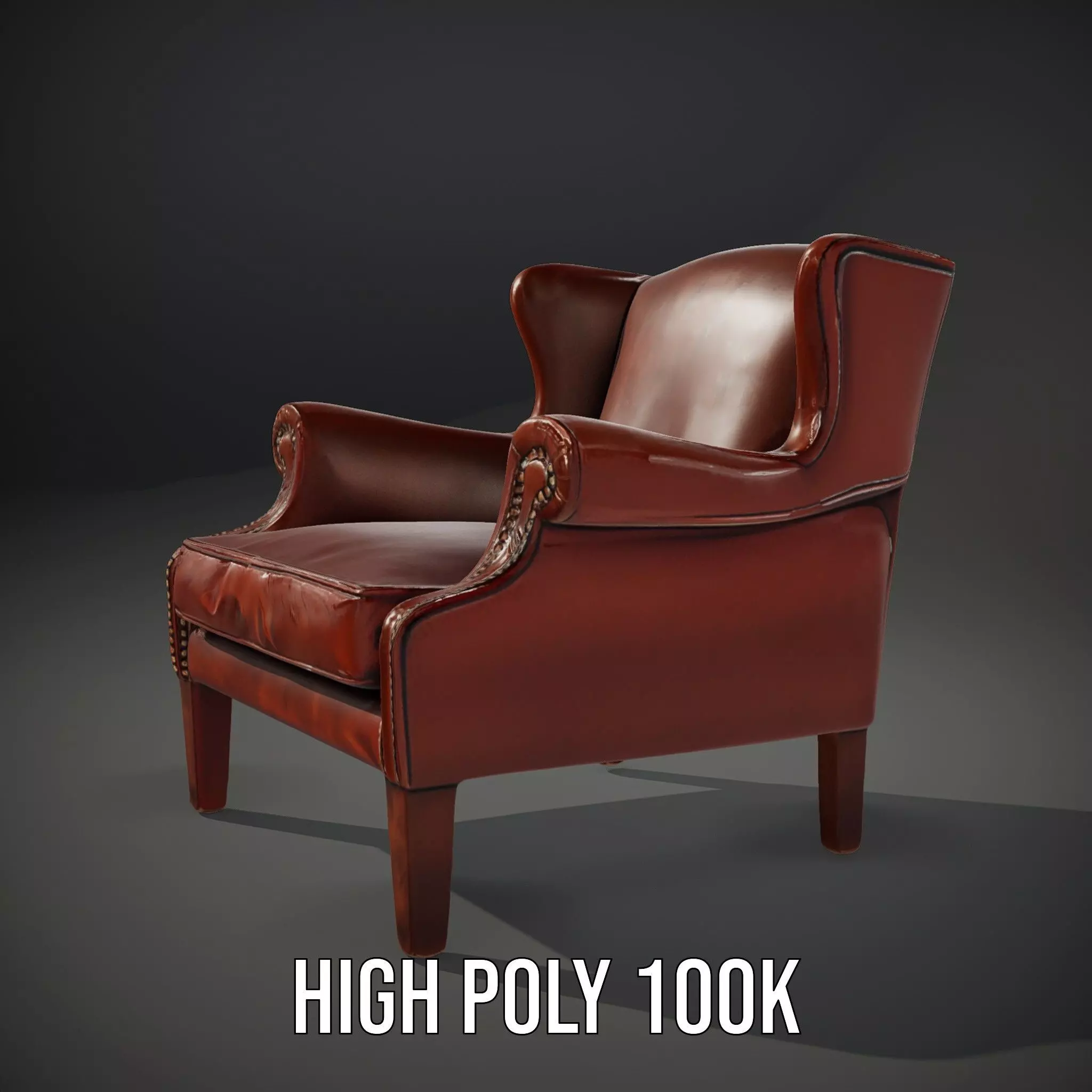 Classic Leather Armchair model pack Low-poly 3D model_10