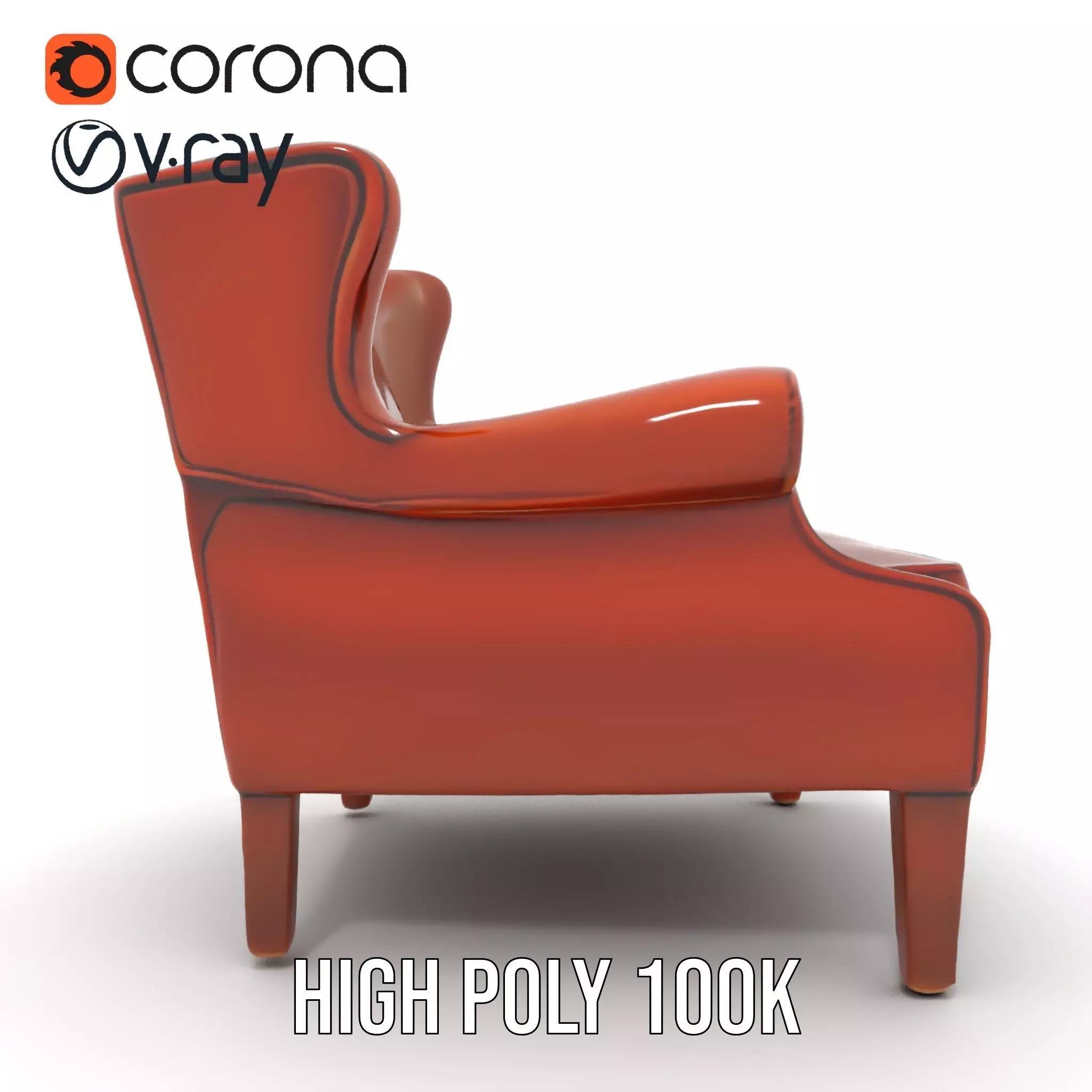 Classic Leather Armchair model pack Low-poly 3D model_20