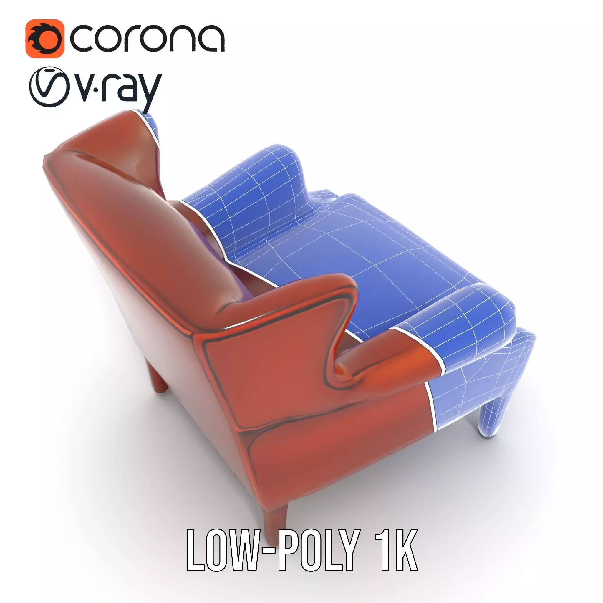Classic Leather Armchair model pack Low-poly 3D model_30
