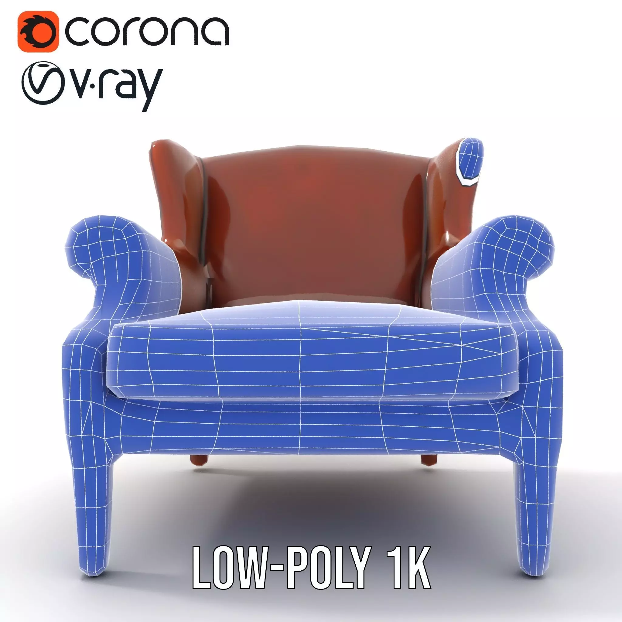 Classic Leather Armchair model pack Low-poly 3D model_16