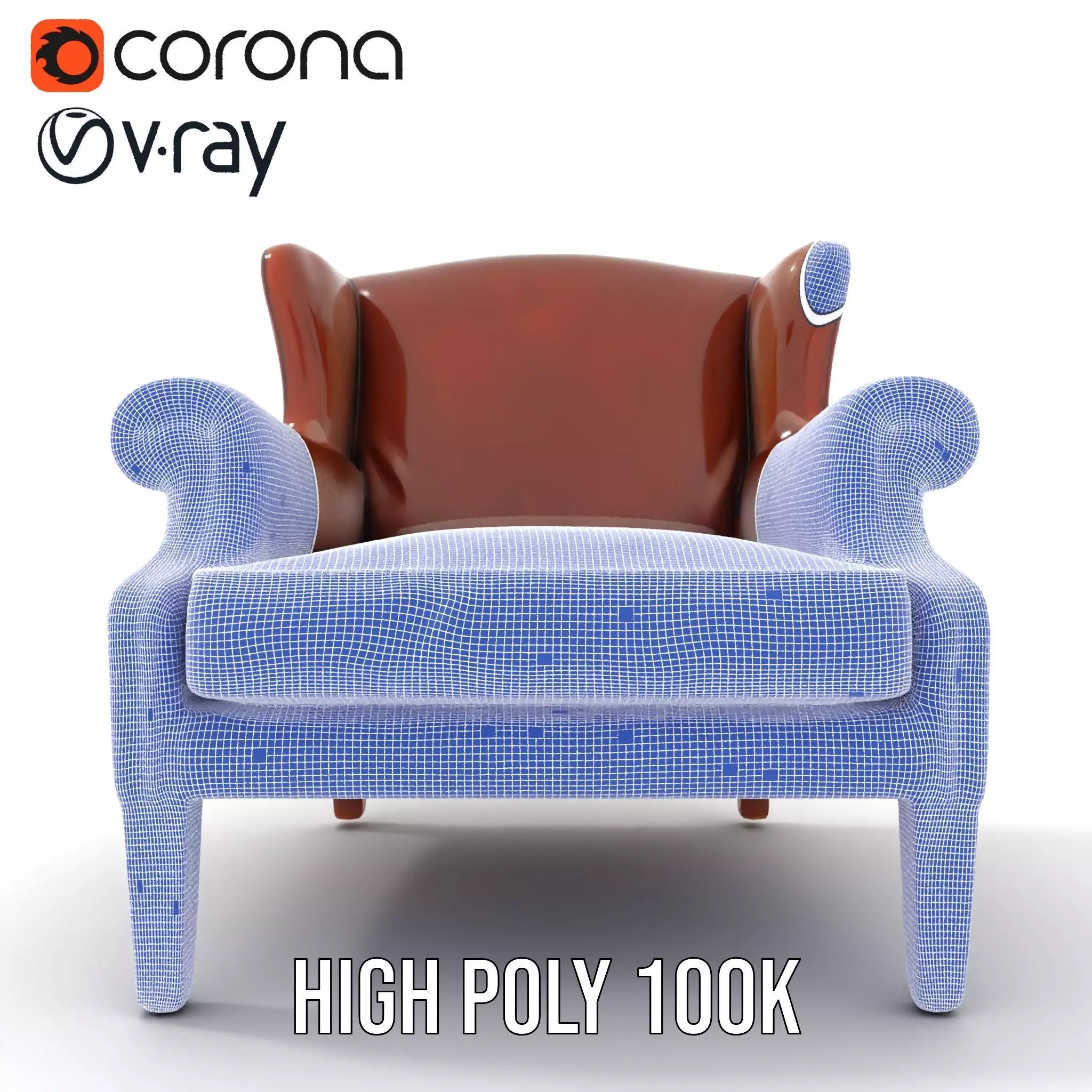 Classic Leather Armchair model pack Low-poly 3D model_33