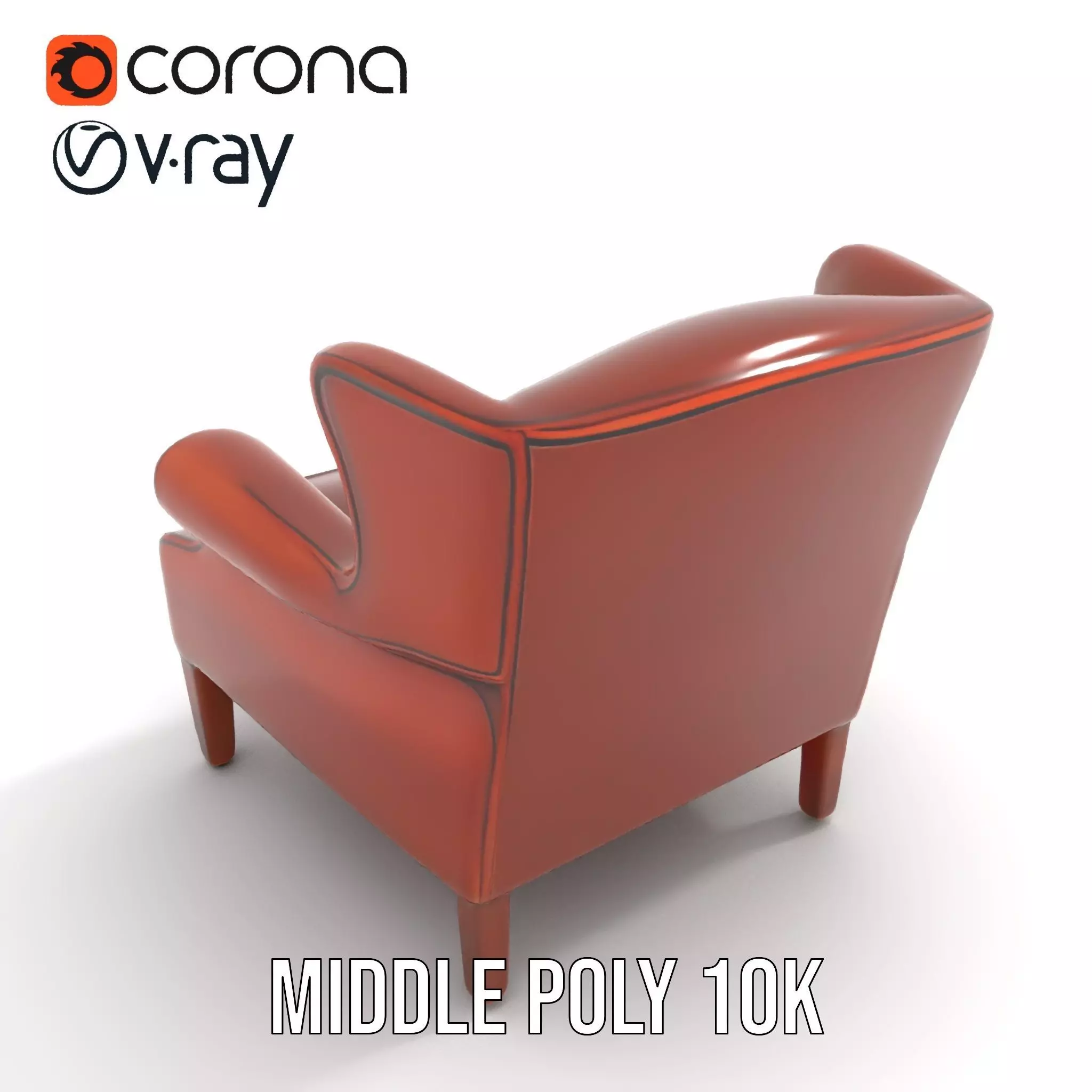 Classic Leather Armchair model pack Low-poly 3D model_6