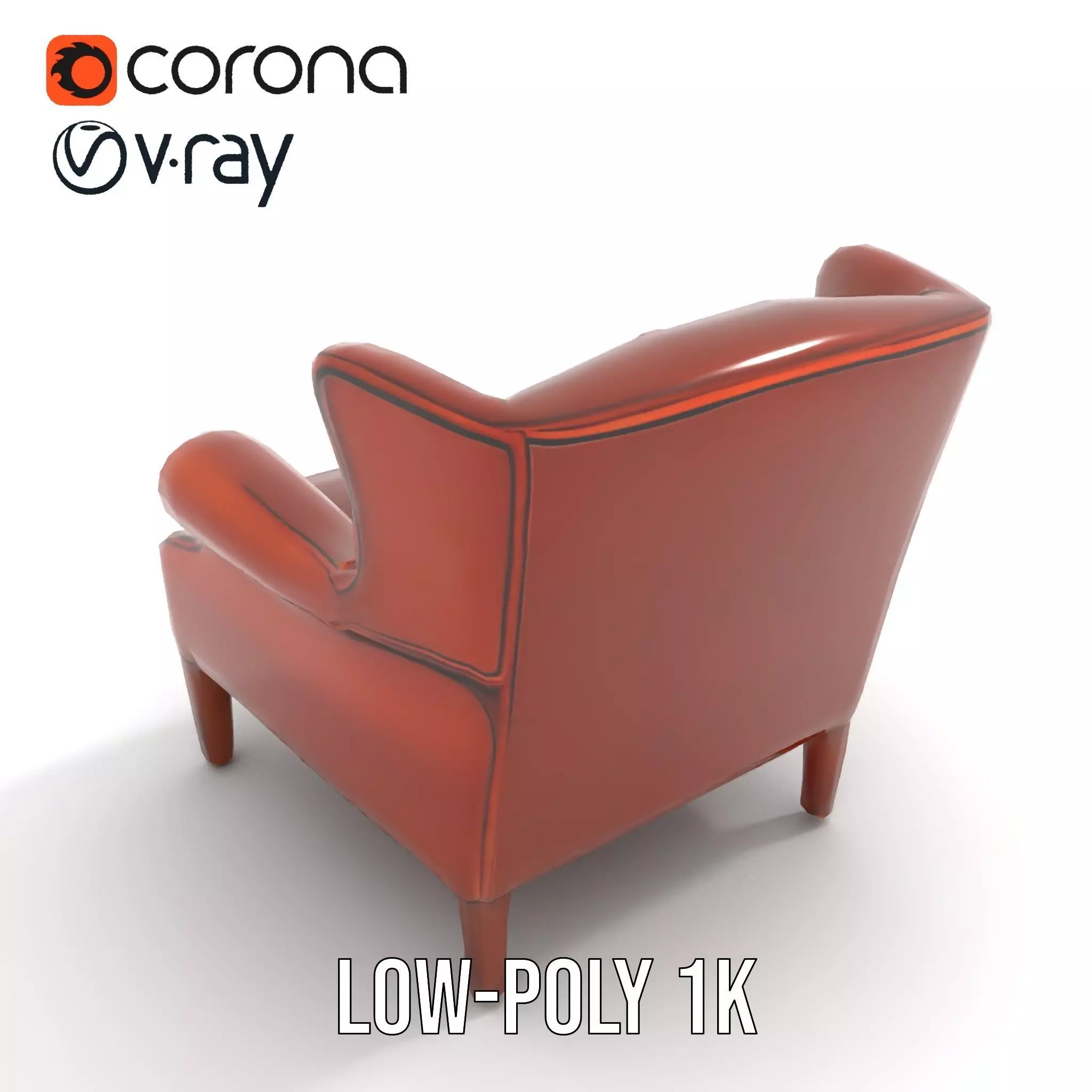 Classic Leather Armchair model pack Low-poly 3D model_9