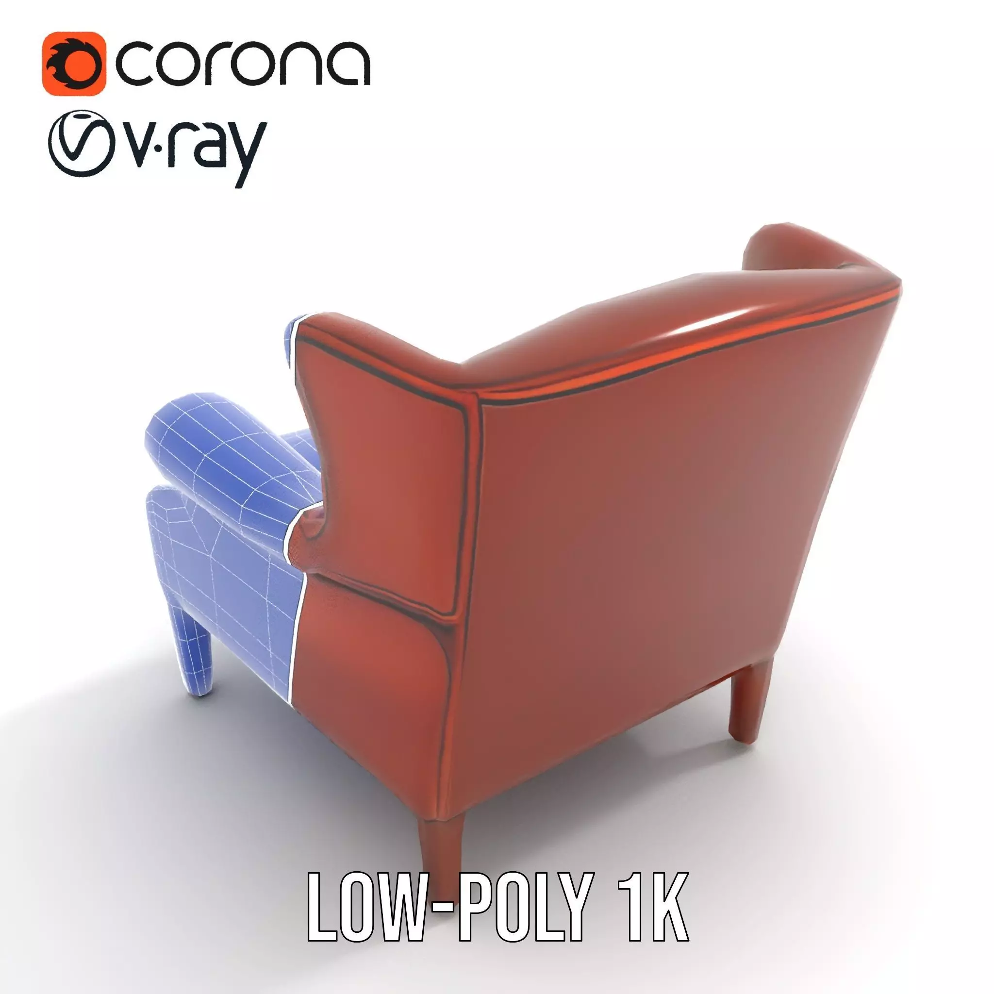 Classic Leather Armchair model pack Low-poly 3D model_22