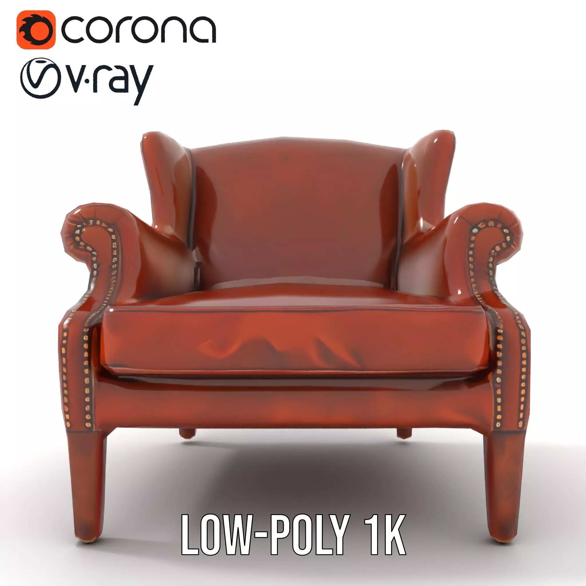 Classic Leather Armchair model pack Low-poly 3D model_12