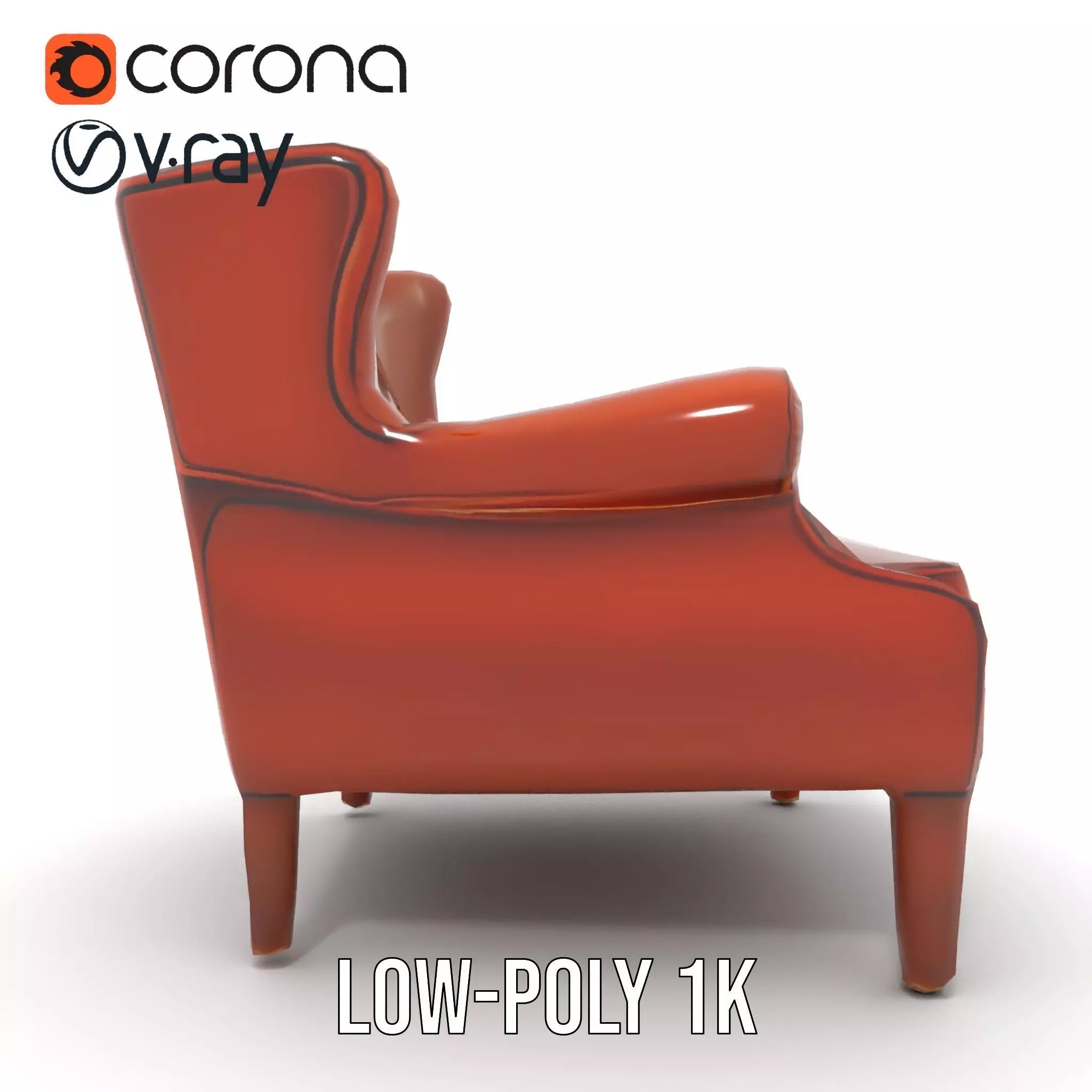 Classic Leather Armchair model pack Low-poly 3D model_28