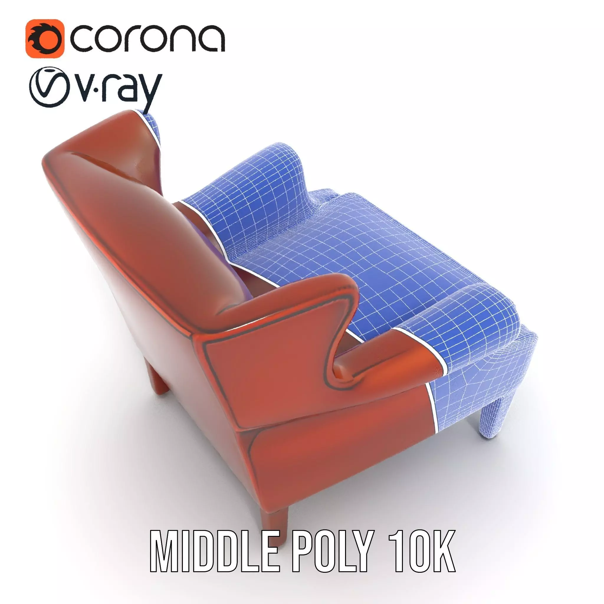 Classic Leather Armchair model pack Low-poly 3D model_21