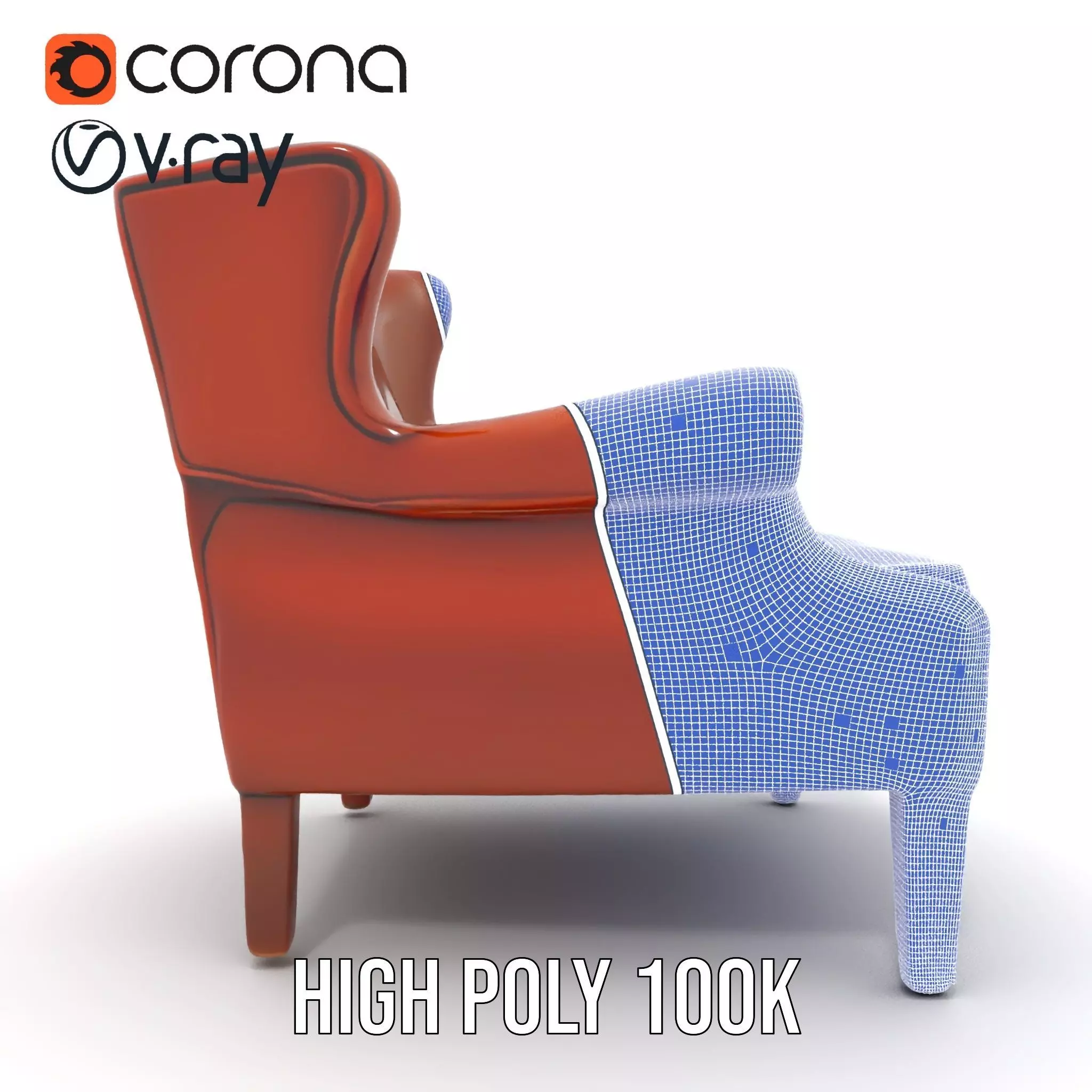 Classic Leather Armchair model pack Low-poly 3D model_34