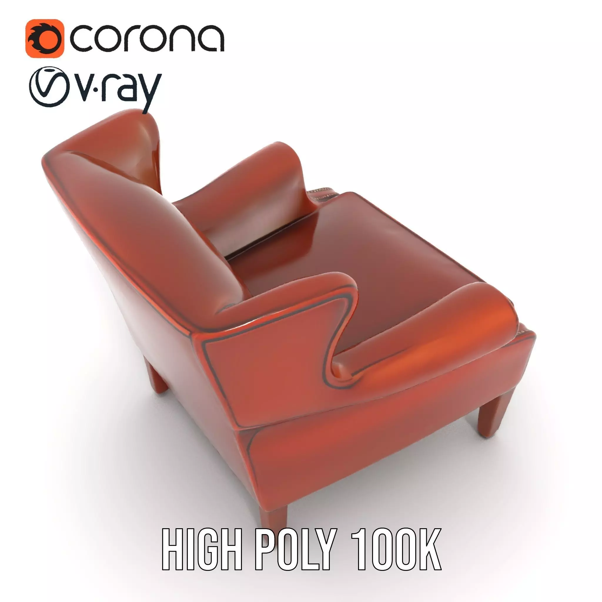 Classic Leather Armchair model pack Low-poly 3D model_23
