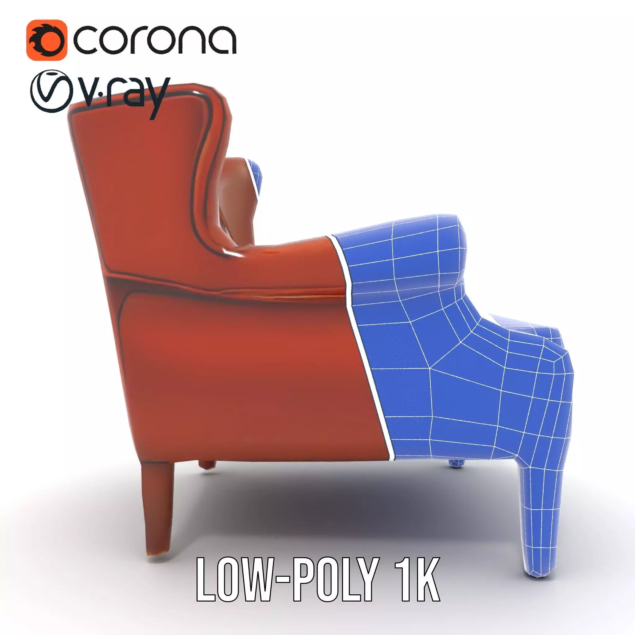 Classic Leather Armchair model pack Low-poly 3D model_19