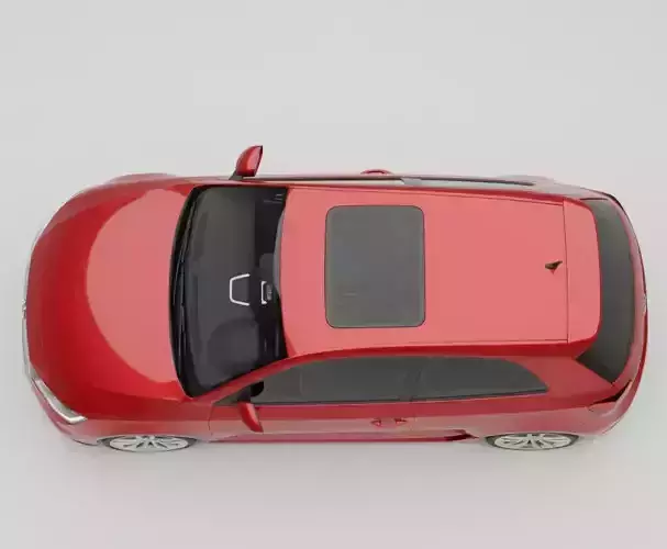 Red Compact Hatchback Volkswagen Inspired Low-poly 3D model 6