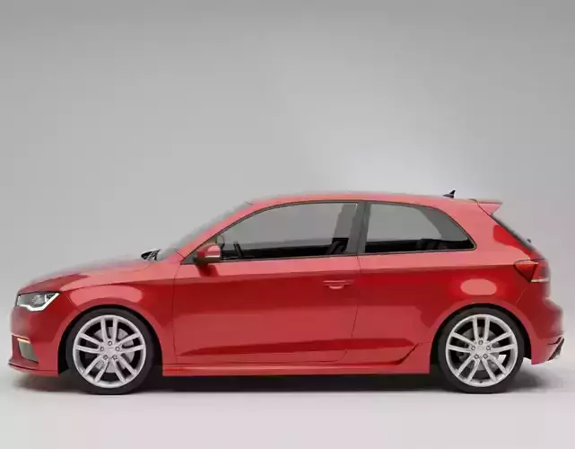 Red Compact Hatchback Volkswagen Inspired Low-poly 3D model 2