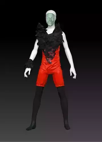 David Bowie black feathers and red costume