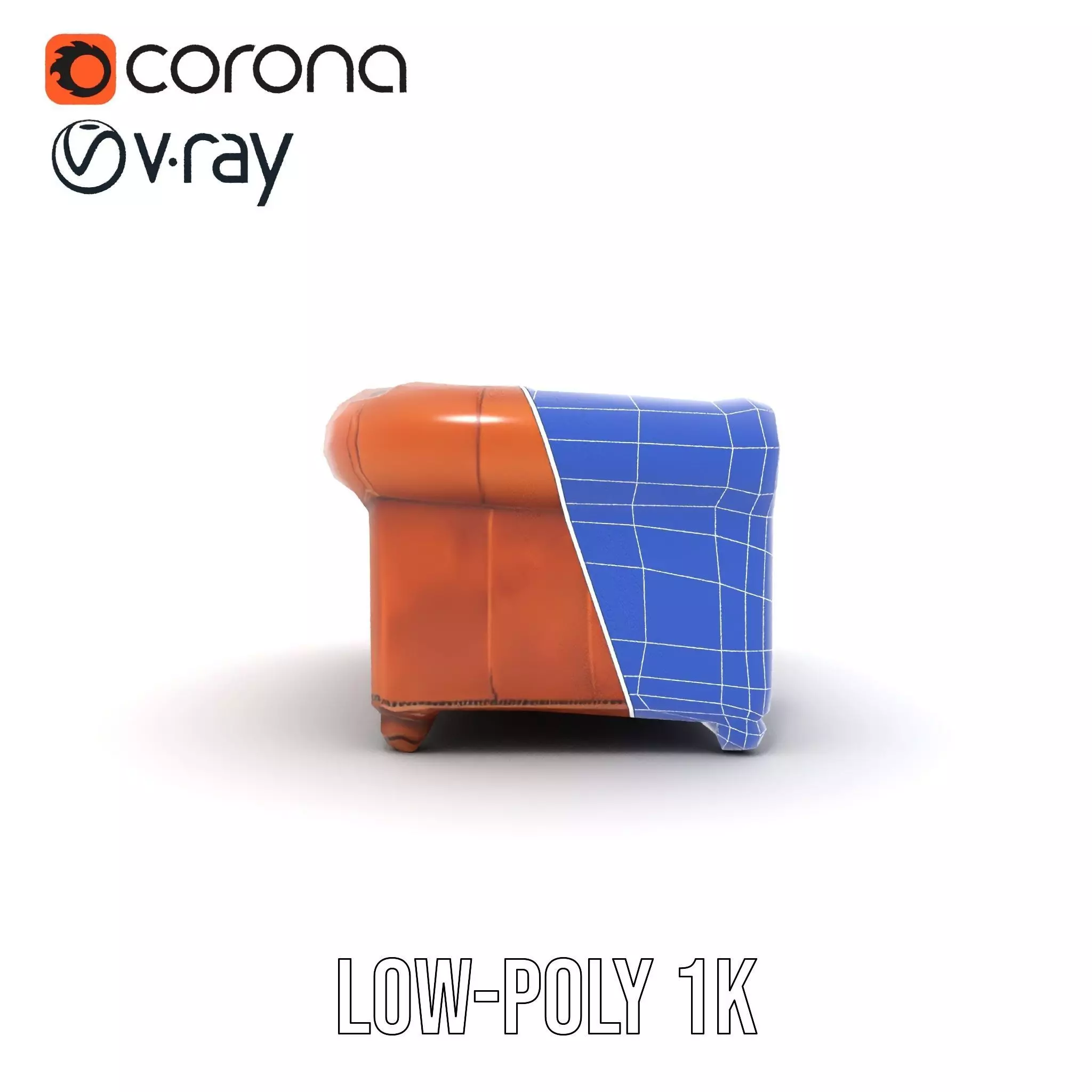 Chesterfield Leather Sofa model pack Low-poly 3D model_30