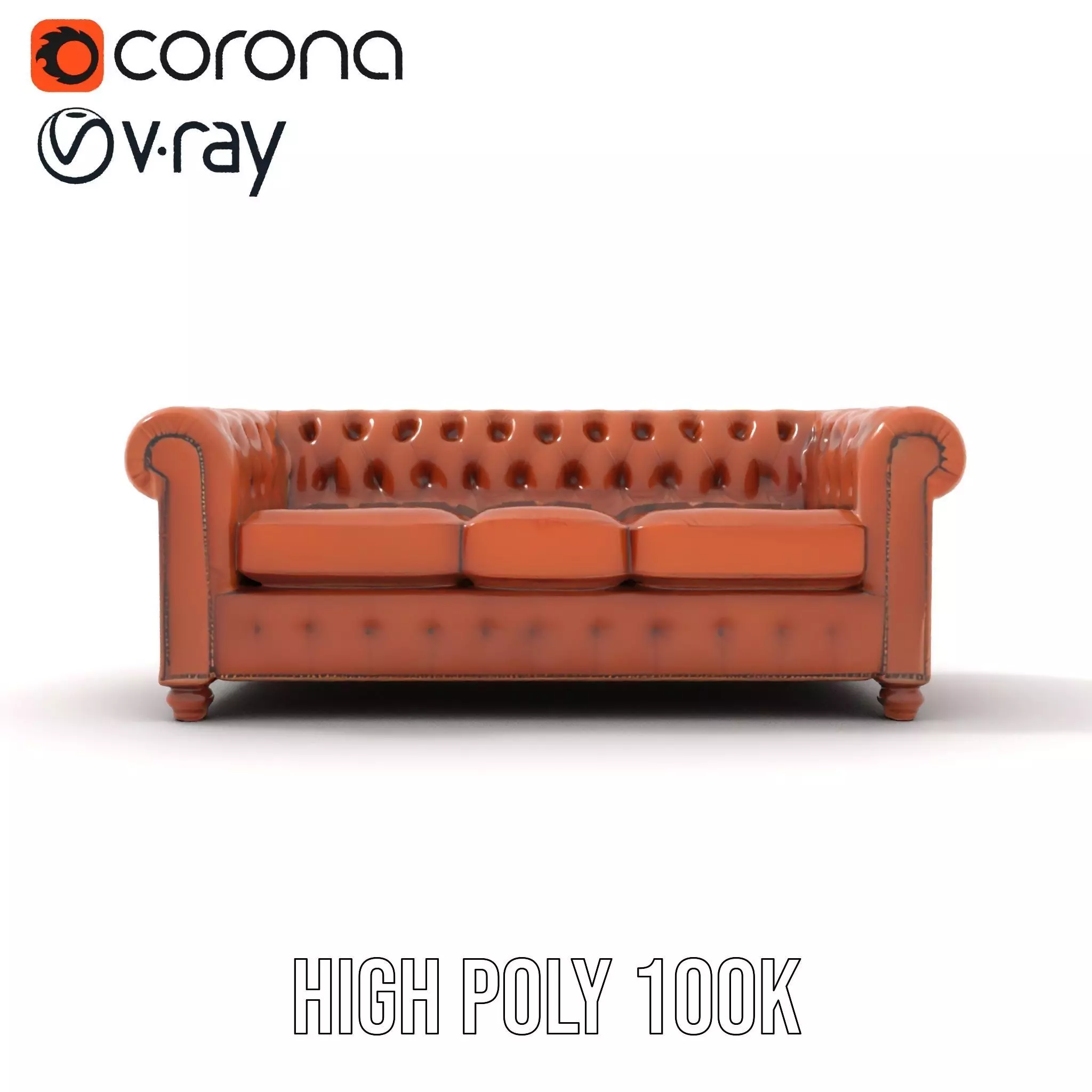 Chesterfield Leather Sofa model pack Low-poly 3D model_15