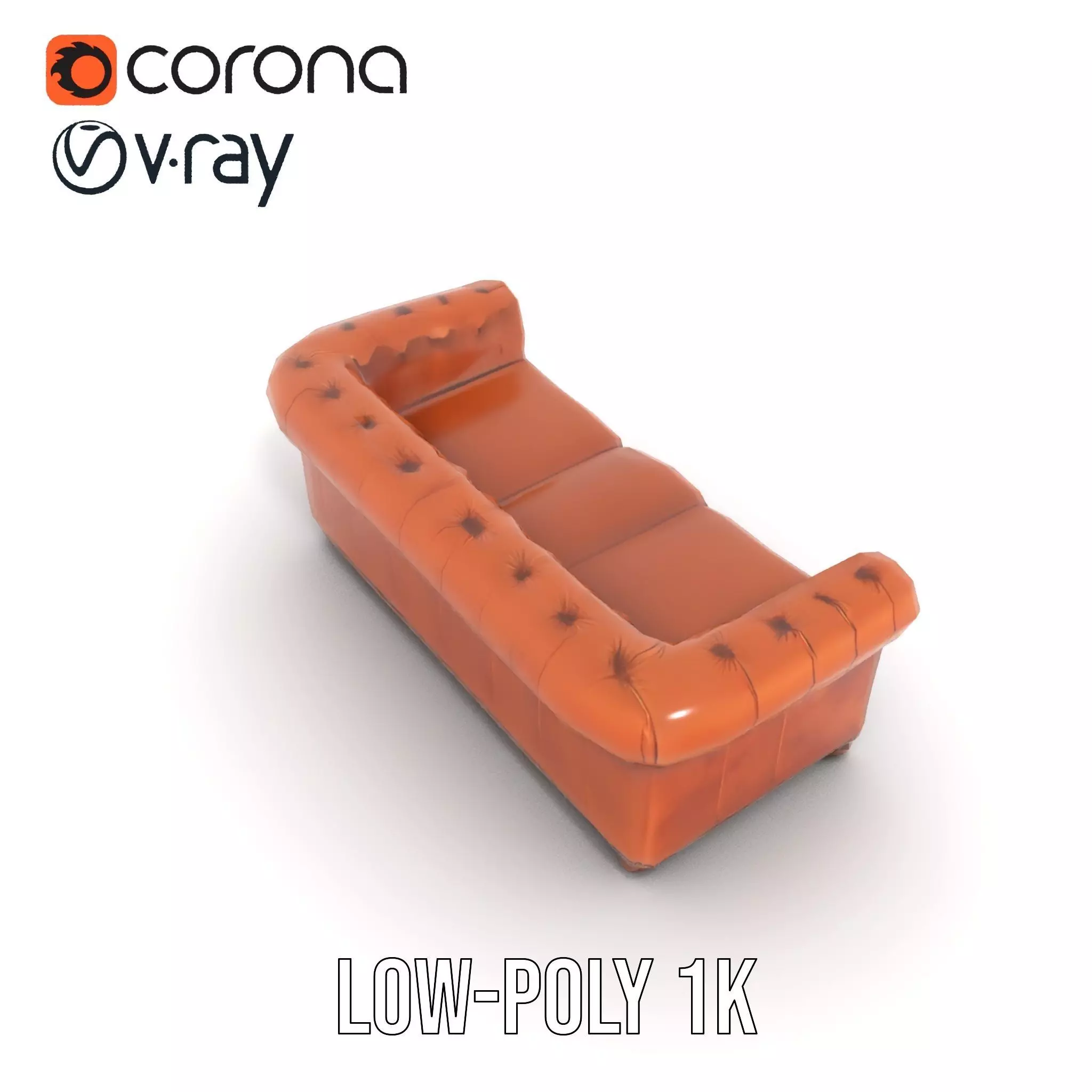 Chesterfield Leather Sofa model pack Low-poly 3D model_7