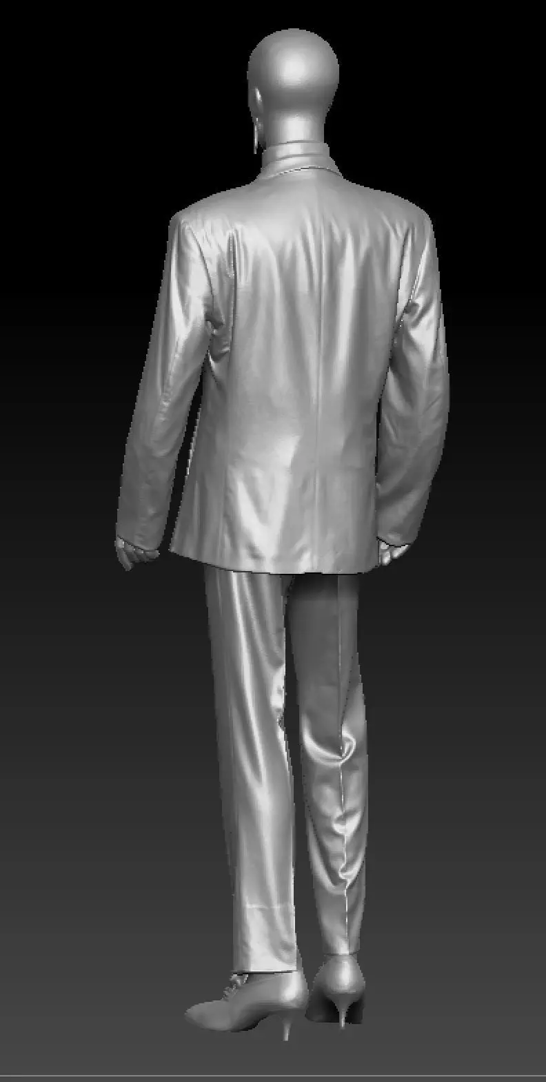 David Bowie black suit costume 3D model_3