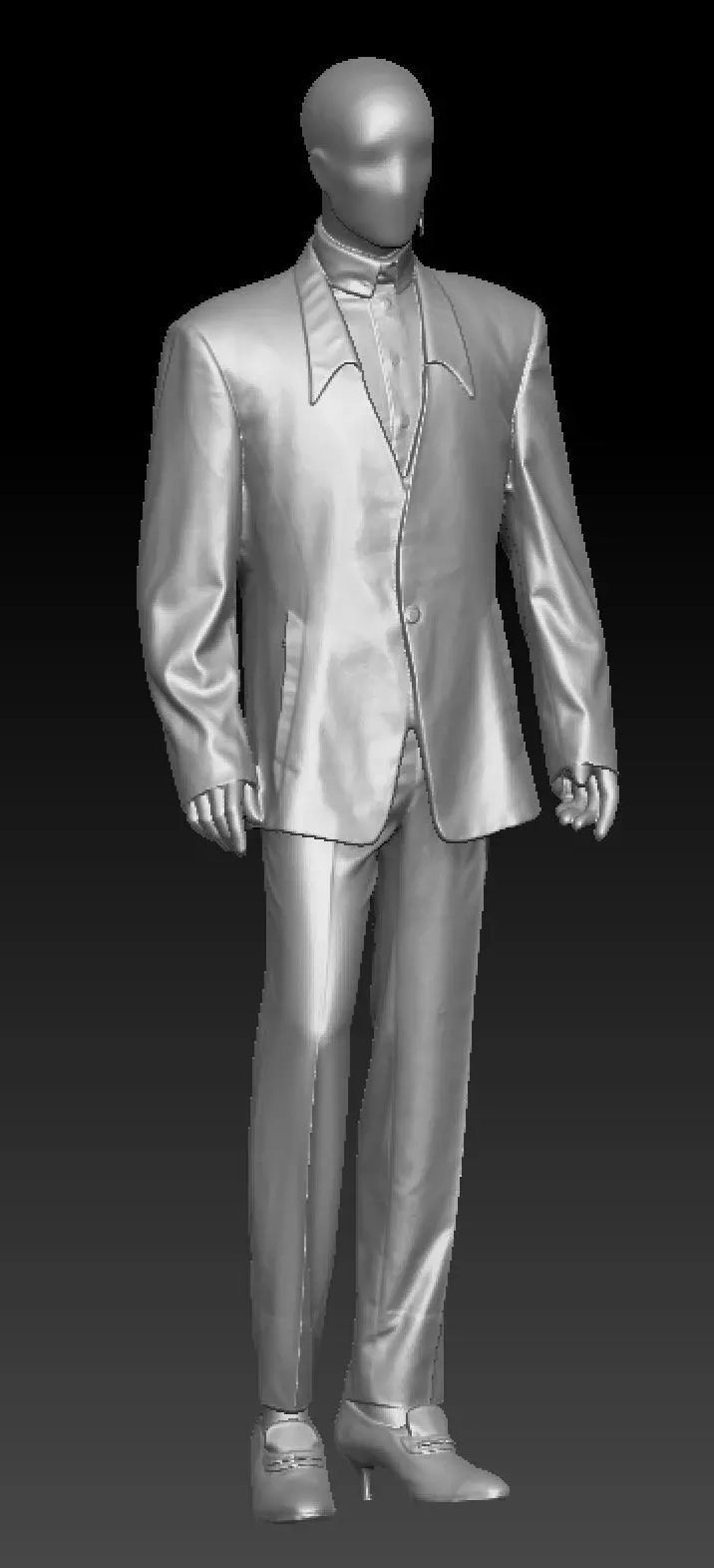 David Bowie black suit costume 3D model_1