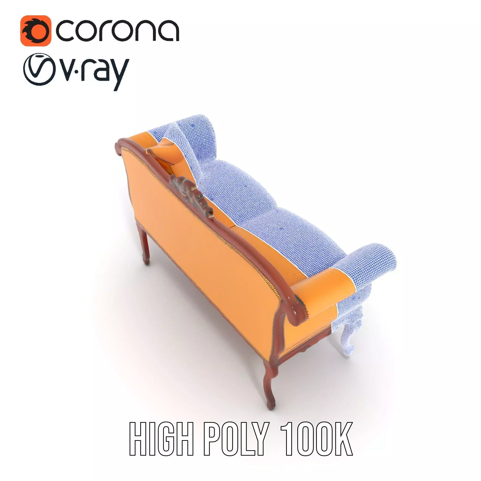 Elegant Victorian Sofa model pack Low-poly 3D model_32