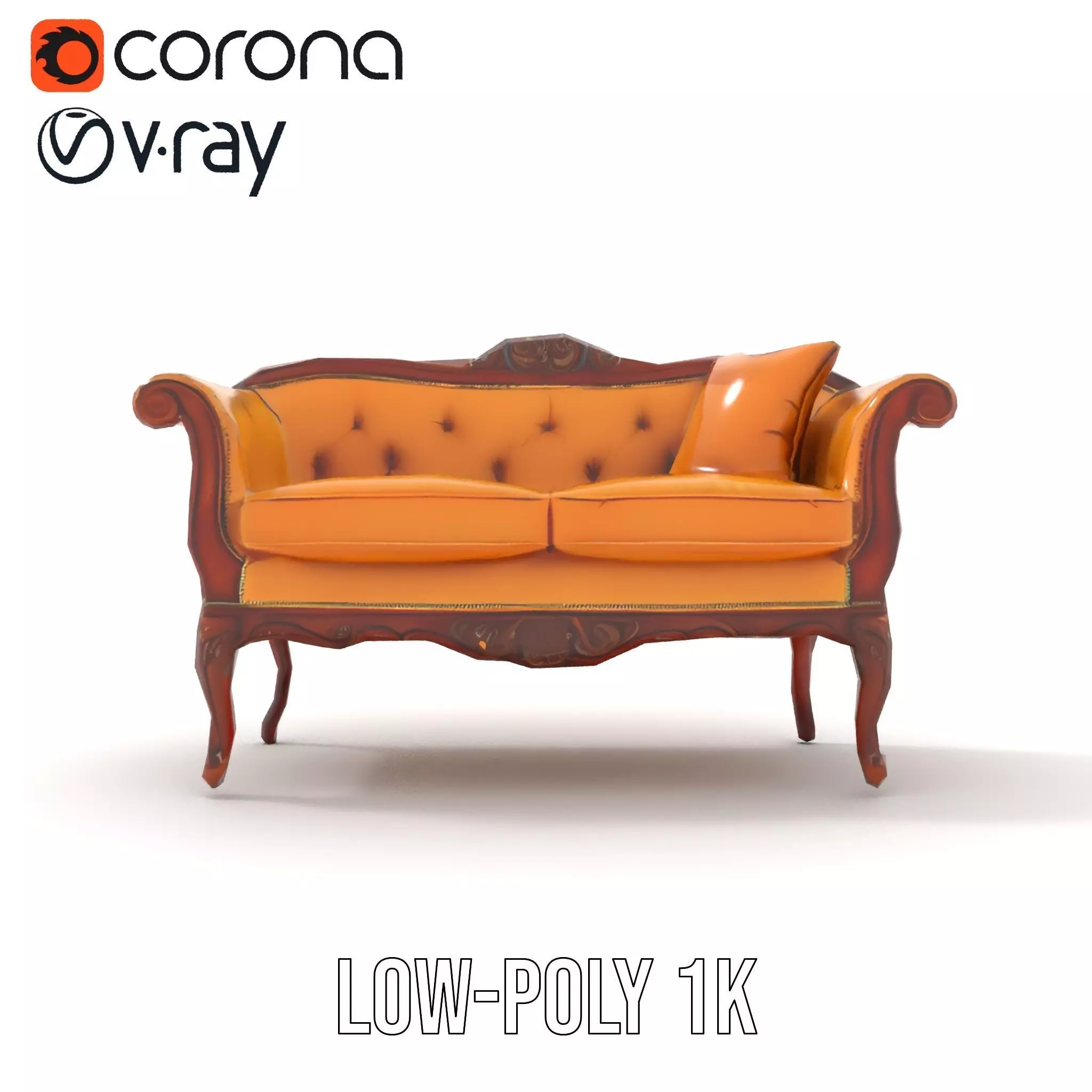 Elegant Victorian Sofa model pack Low-poly 3D model_9