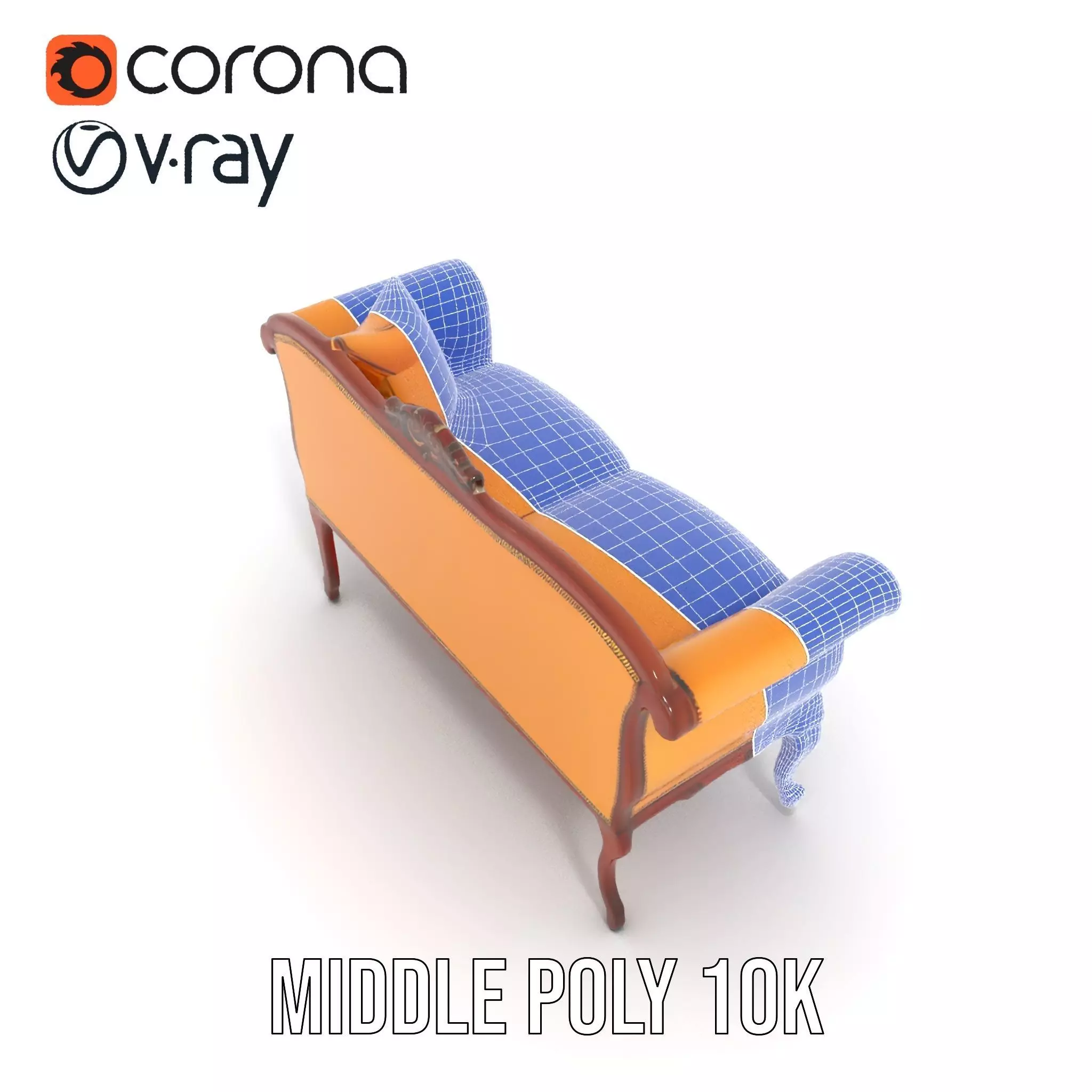 Elegant Victorian Sofa model pack Low-poly 3D model_13