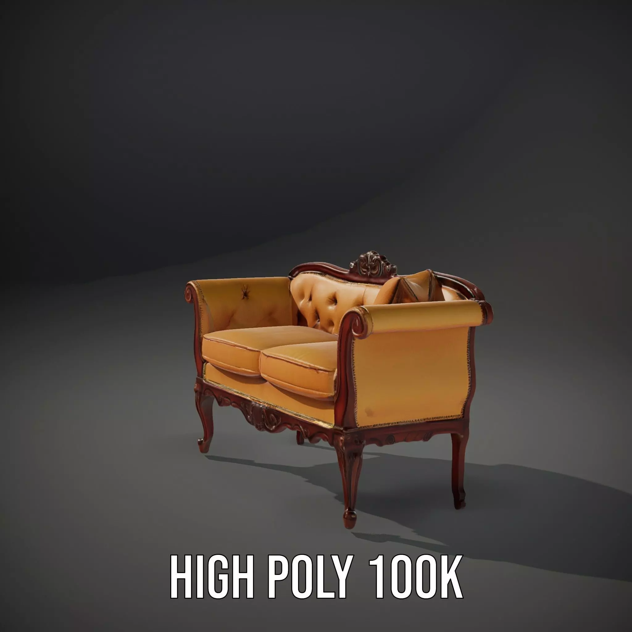 Elegant Victorian Sofa model pack Low-poly 3D model_8