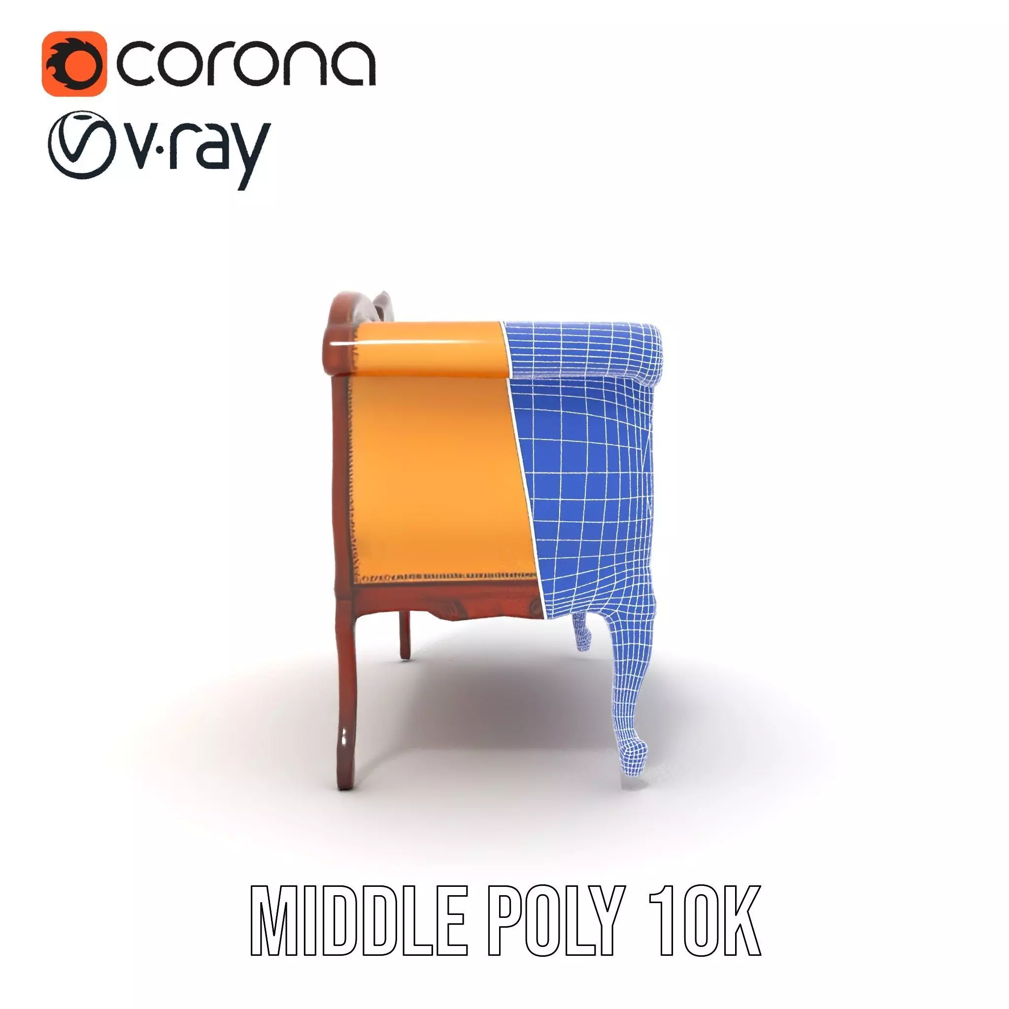 Elegant Victorian Sofa model pack Low-poly 3D model_29