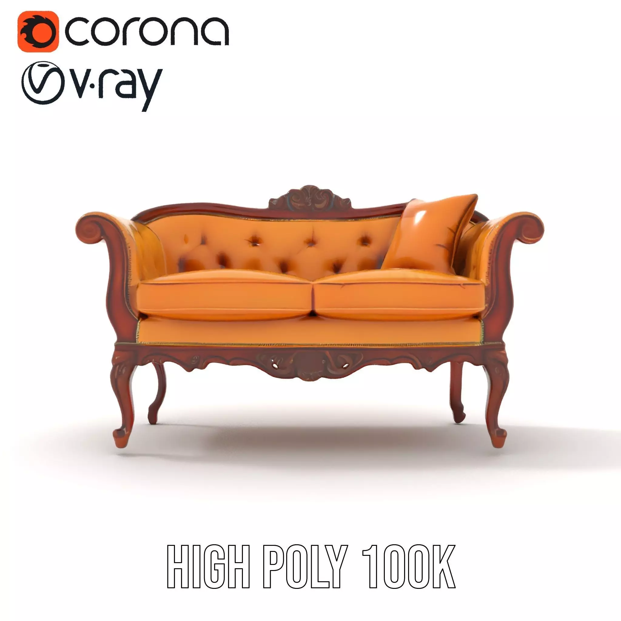 Elegant Victorian Sofa model pack Low-poly 3D model_17