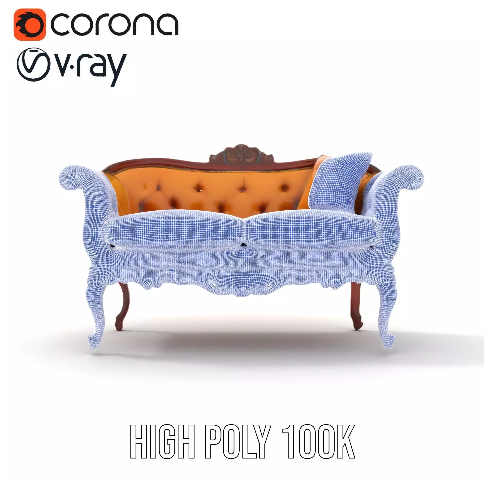 Elegant Victorian Sofa model pack Low-poly 3D model_33