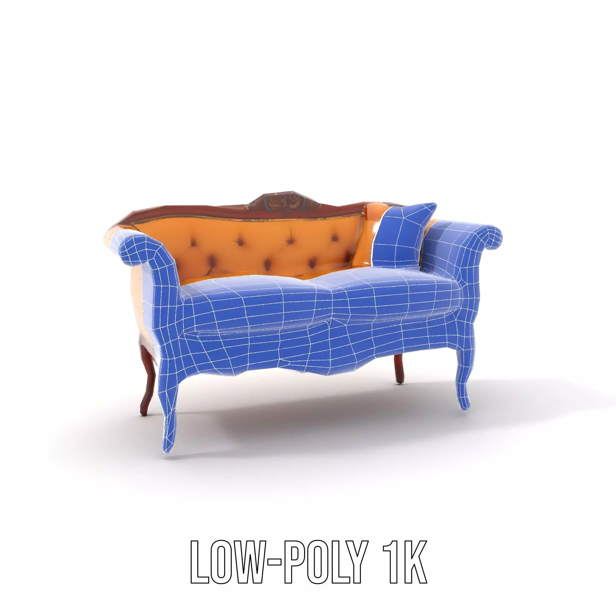 Elegant Victorian Sofa model pack Low-poly 3D model_16