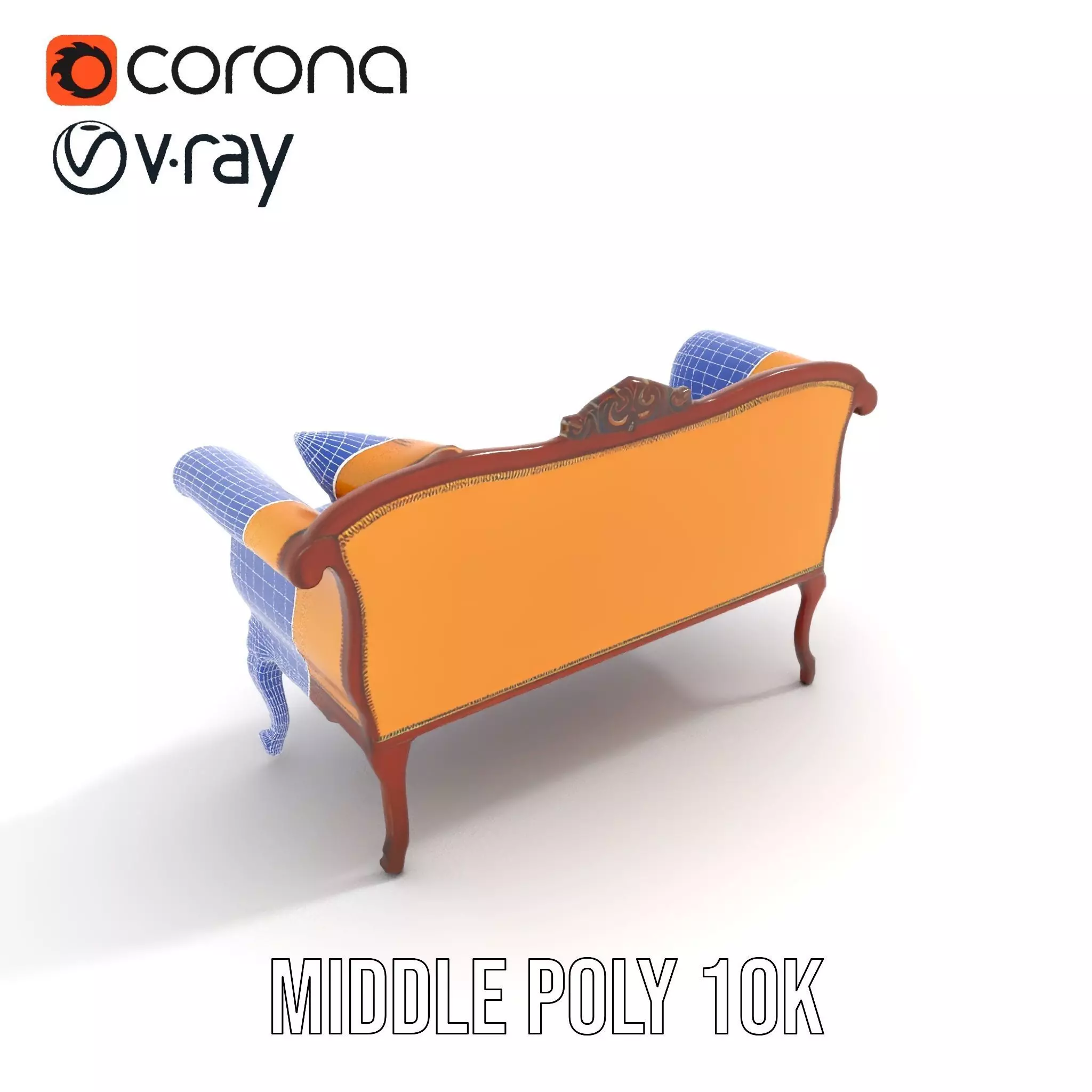 Elegant Victorian Sofa model pack Low-poly 3D model_26