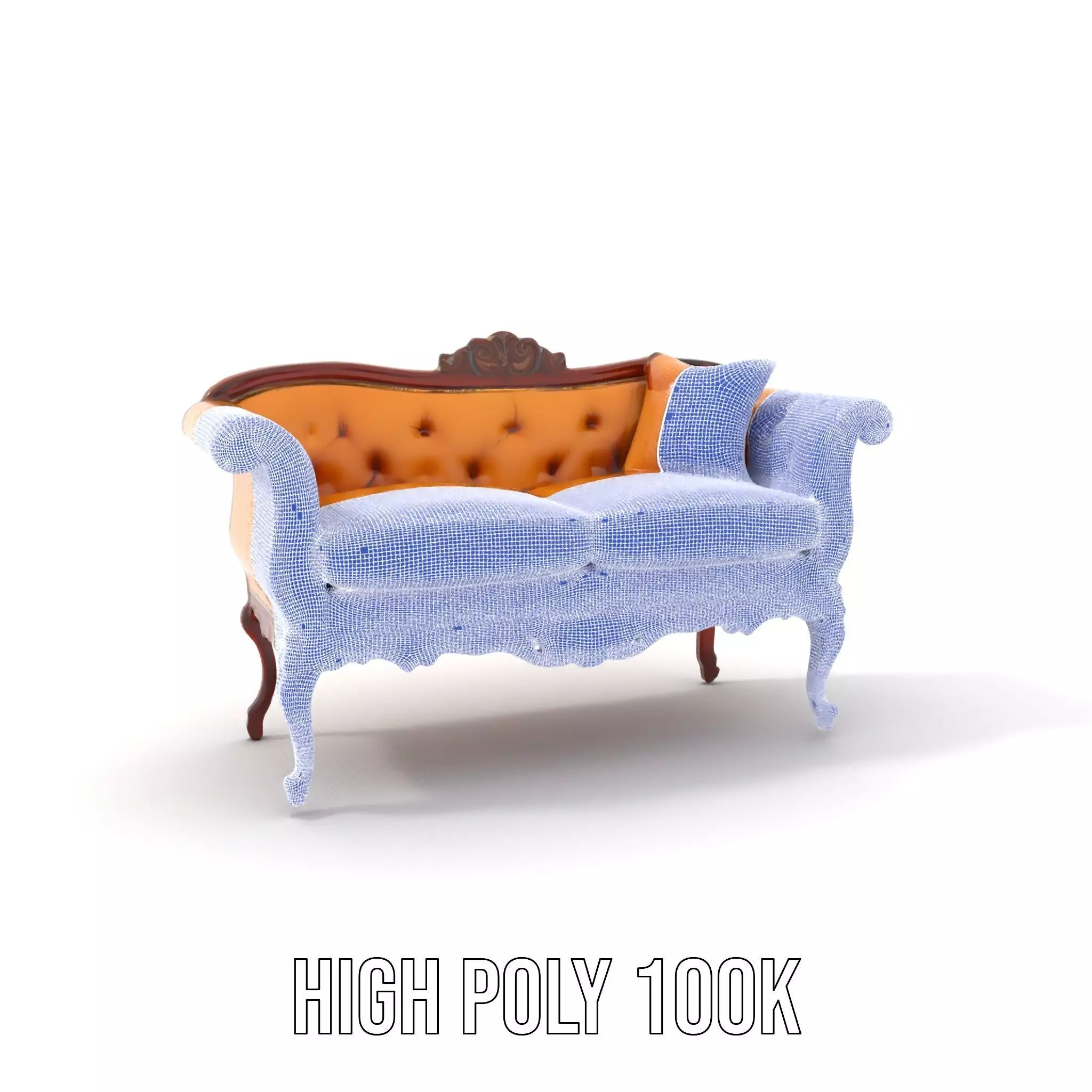 Elegant Victorian Sofa model pack Low-poly 3D model_4