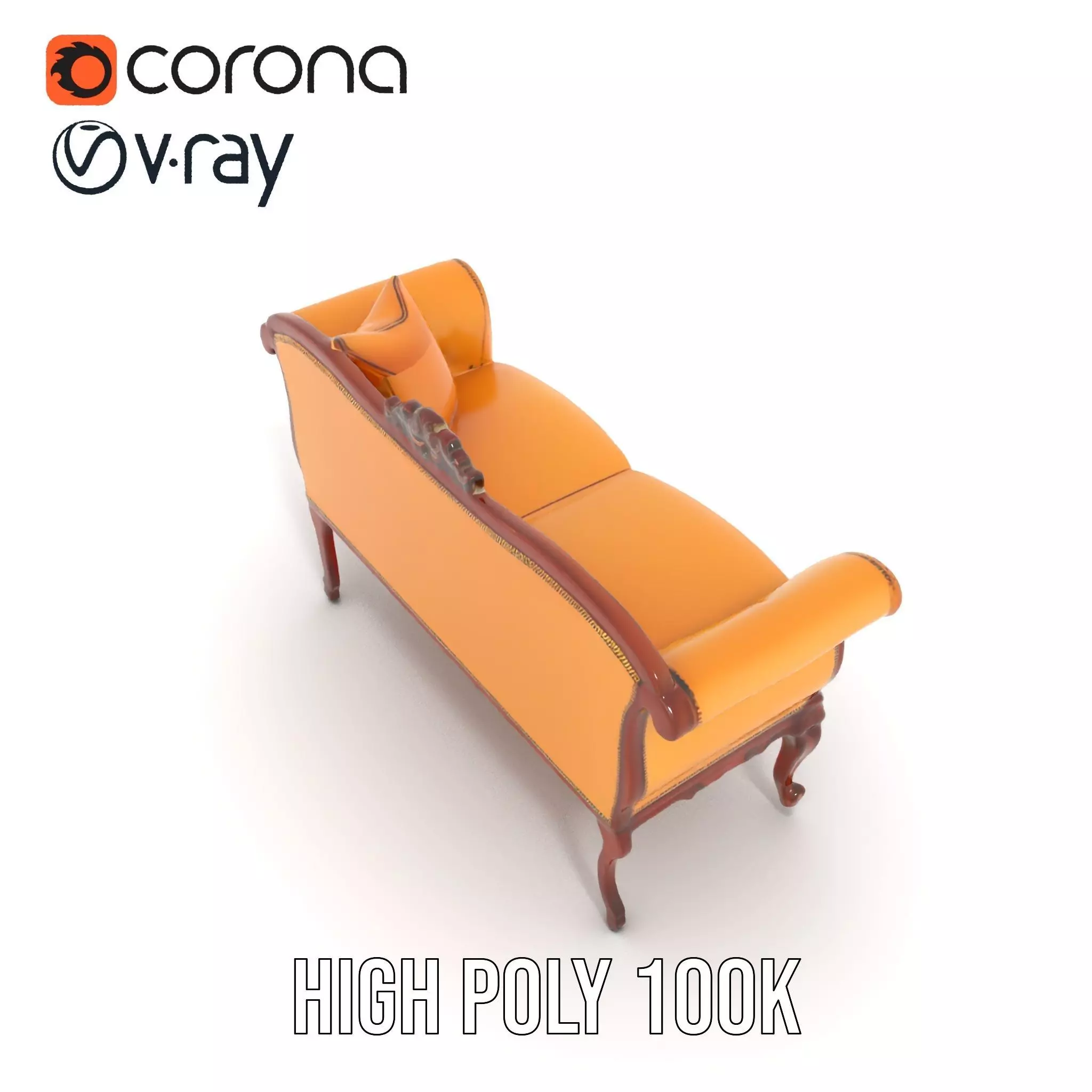 Elegant Victorian Sofa model pack Low-poly 3D model_25
