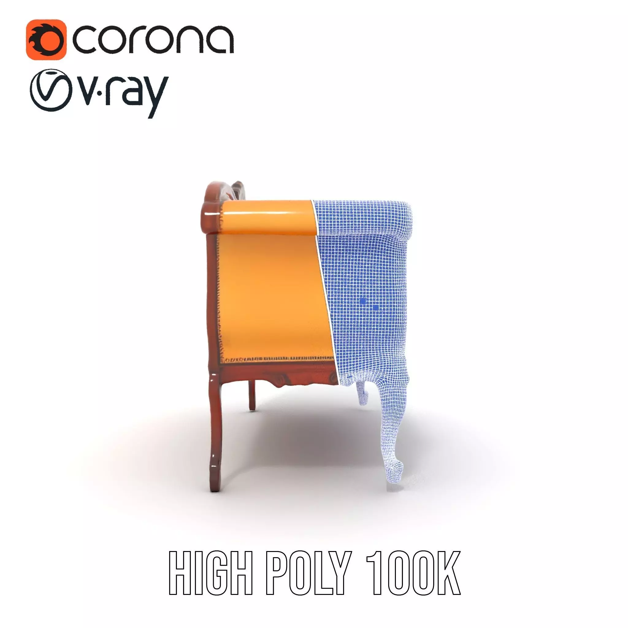 Elegant Victorian Sofa model pack Low-poly 3D model_31