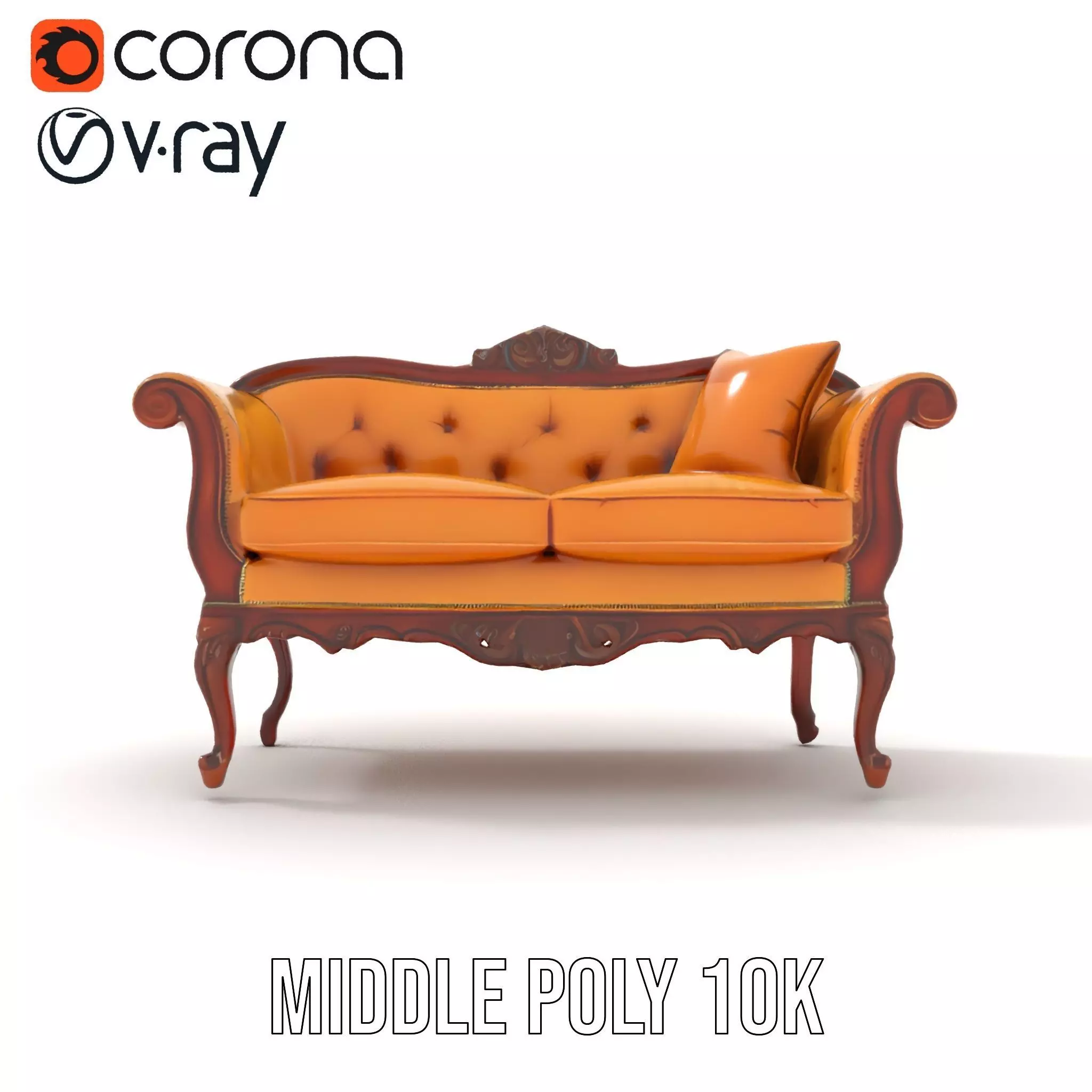 Elegant Victorian Sofa model pack Low-poly 3D model_23